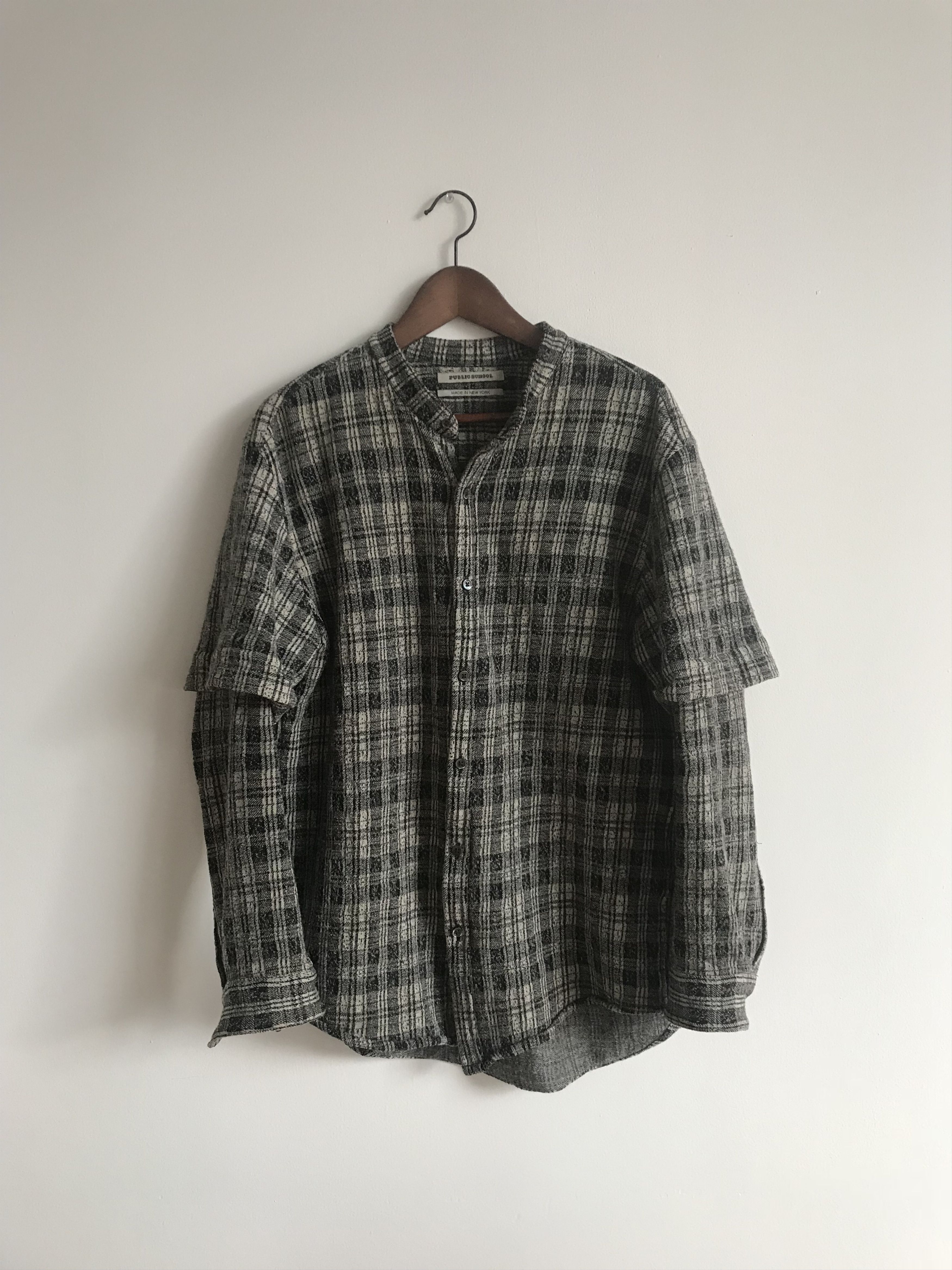 Double Sleeve Mandarin Collar Flannel