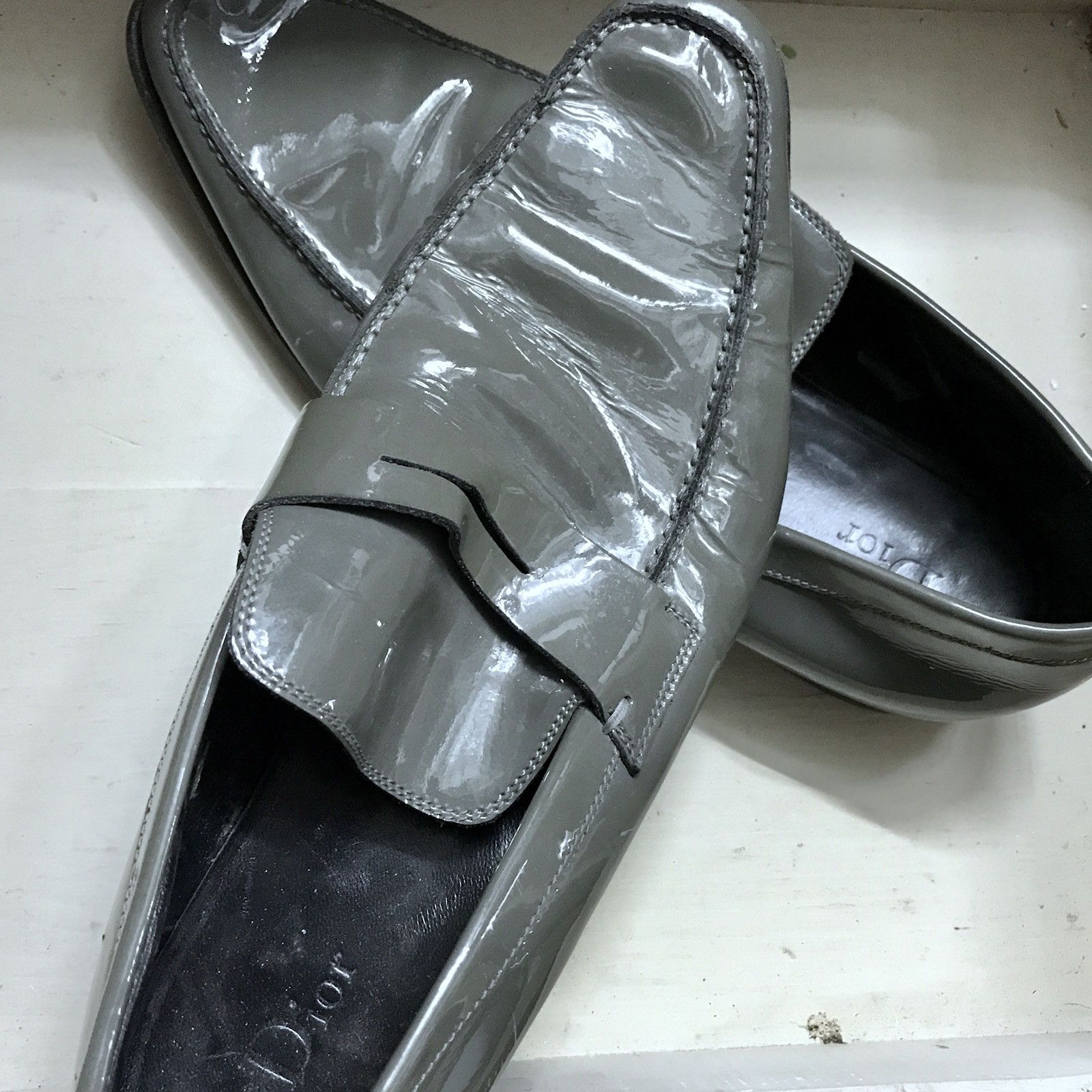 Dior × Hedi Slimane Dior Homme Moss Green Patent Leather Loafer Size US 11 / EU 44 - 1 Thumbnail