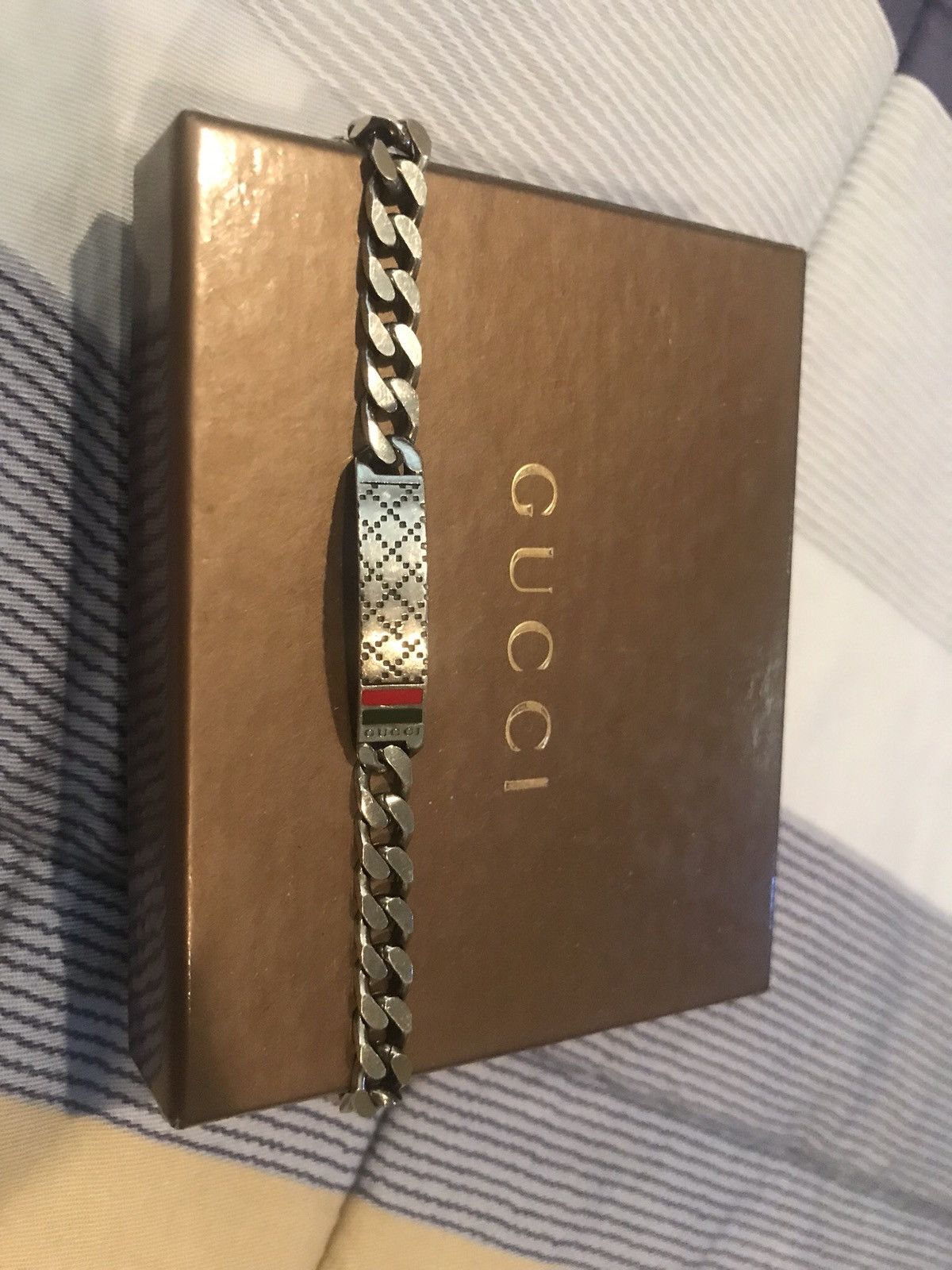 Gucci Diamante Motif Id Bracelet in Metallic for Men