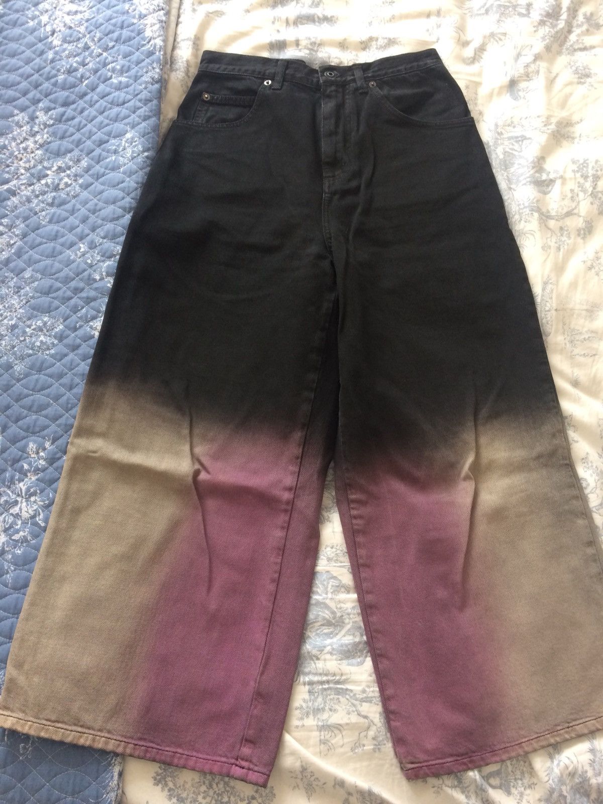 JW Anderson Purple and Grey Dip Dyed Cropped Denim Trousers Size US 30 / EU 46 - 4 Thumbnail