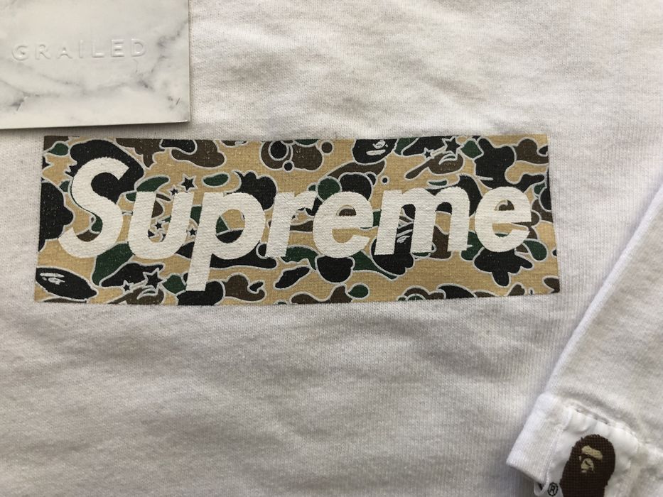 Supreme x bape outlet box logo tee