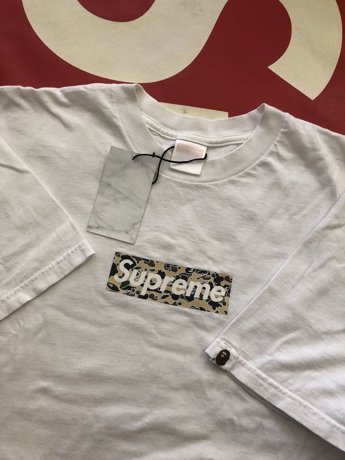 Supreme Supreme Bape “Yellow Psyche Camo” Box Logo T-shirt | Grailed