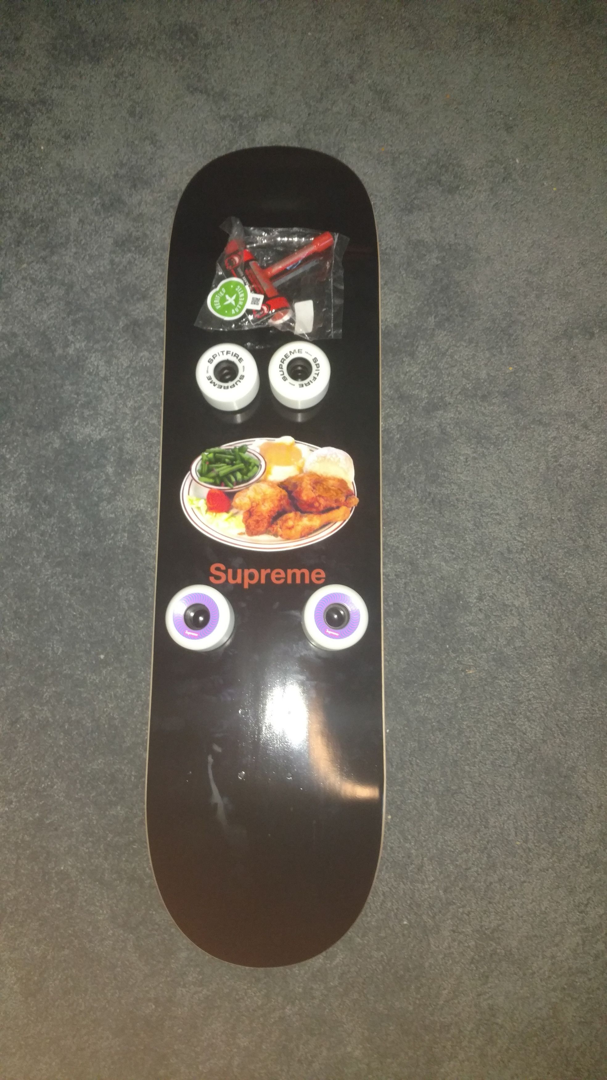 Supreme Chicken Dinner Black Skateboard Deck