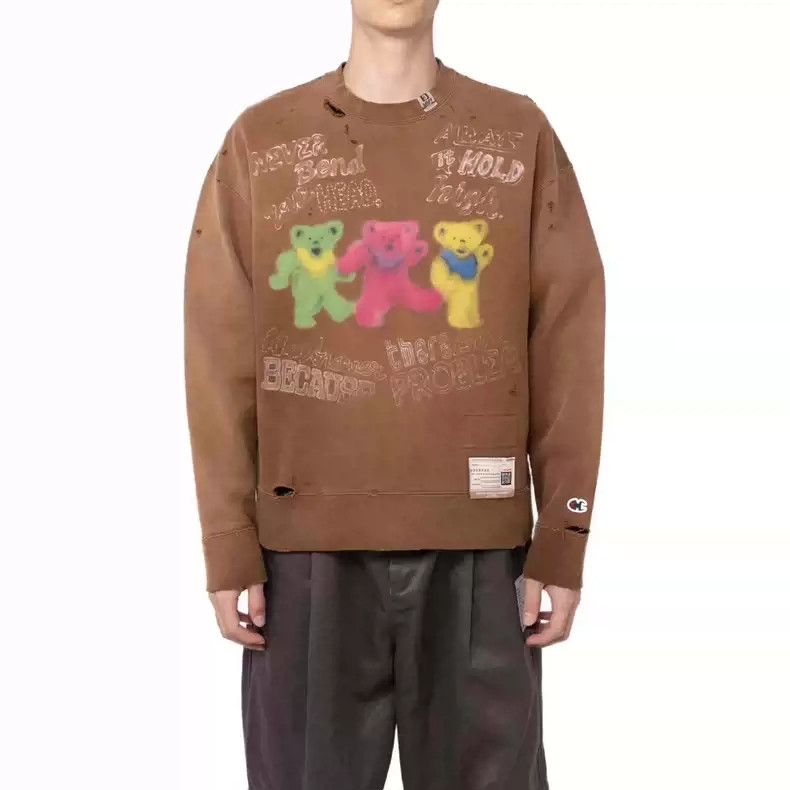 Maison MIHARA YASUHIRO Mihara Yasuhiro 22aw destroyed the old bear graffiti printed sweater. Size US L / EU 52-54 / 3 - 8 Thumbnail