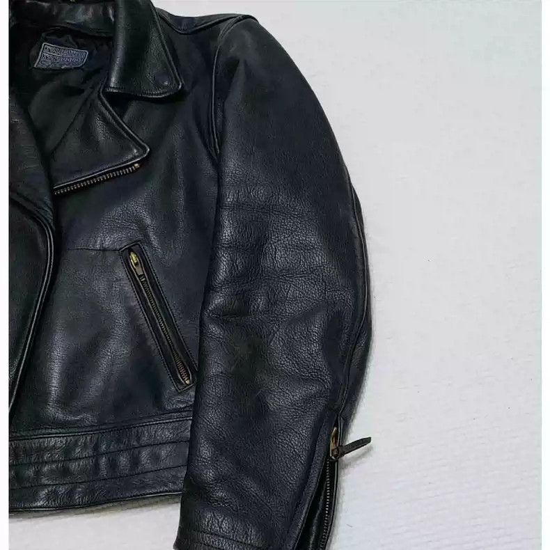 Kadoya KADOYAJapanese origin heavy cedar cowhide classic lapel diagonal motorcycle leather jacket Size US L / EU 52-54 / 3 - 3 Thumbnail