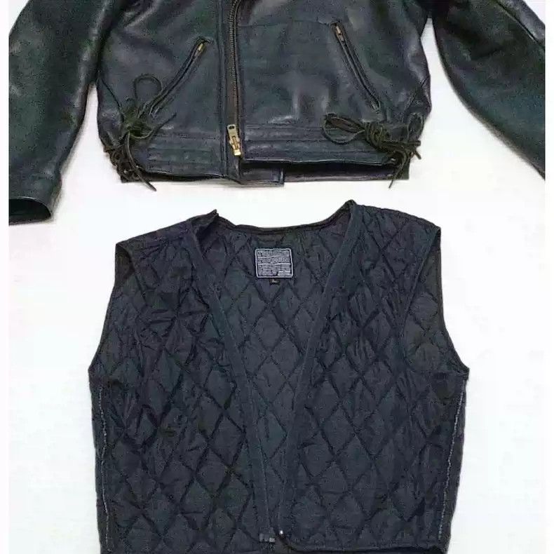 Kadoya KADOYAJapanese origin heavy cedar cowhide classic lapel diagonal motorcycle leather jacket Size US L / EU 52-54 / 3 - 7 Thumbnail