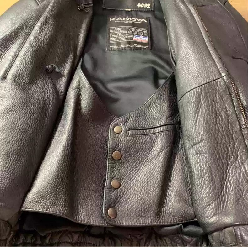 Kadoya KADOYAJapanese origin heavy wild cowhide retro motorcycle leather jacket Size US M / EU 48-50 / 2 - 7 Thumbnail