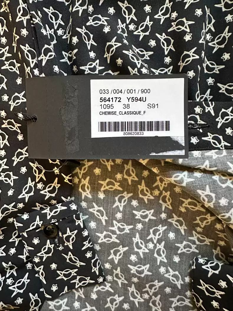 Saint Laurent Paris Saint Laurent men's black star print slim shirt Size US M / EU 48-50 / 2 - 5 Thumbnail