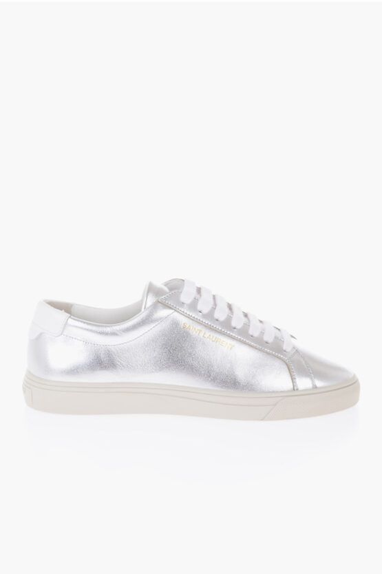 Saint Laurent Paris Metallic Effect Leather Low-Top Sneakers Size US 7 / IT 37 - 3 Thumbnail