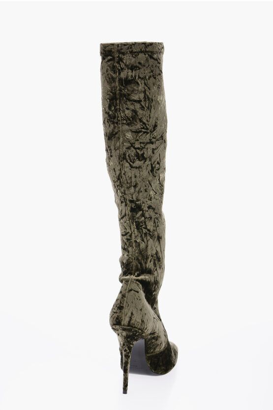 Saint Laurent Paris Pointed Velour Knee-Lenght Boots in green Size US 10 / IT 40 - 2 Thumbnail