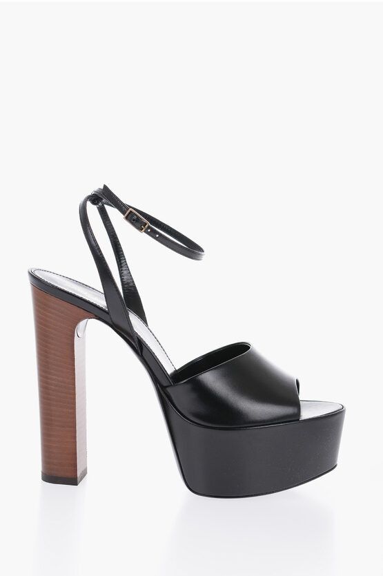 Saint Laurent Paris Leather Sandals with Strap and Platform Sole Size US 8.5 / IT 38.5 - 3 Thumbnail