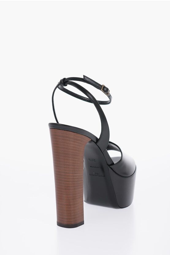 Saint Laurent Paris Leather Sandals with Strap and Platform Sole Size US 8.5 / IT 38.5 - 2 Thumbnail