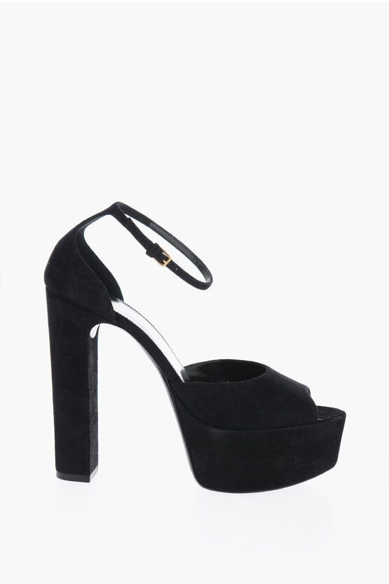 Saint Laurent Paris Suede Sandals with Strap and Platform Sole Size US 10 / IT 40 - 3 Thumbnail
