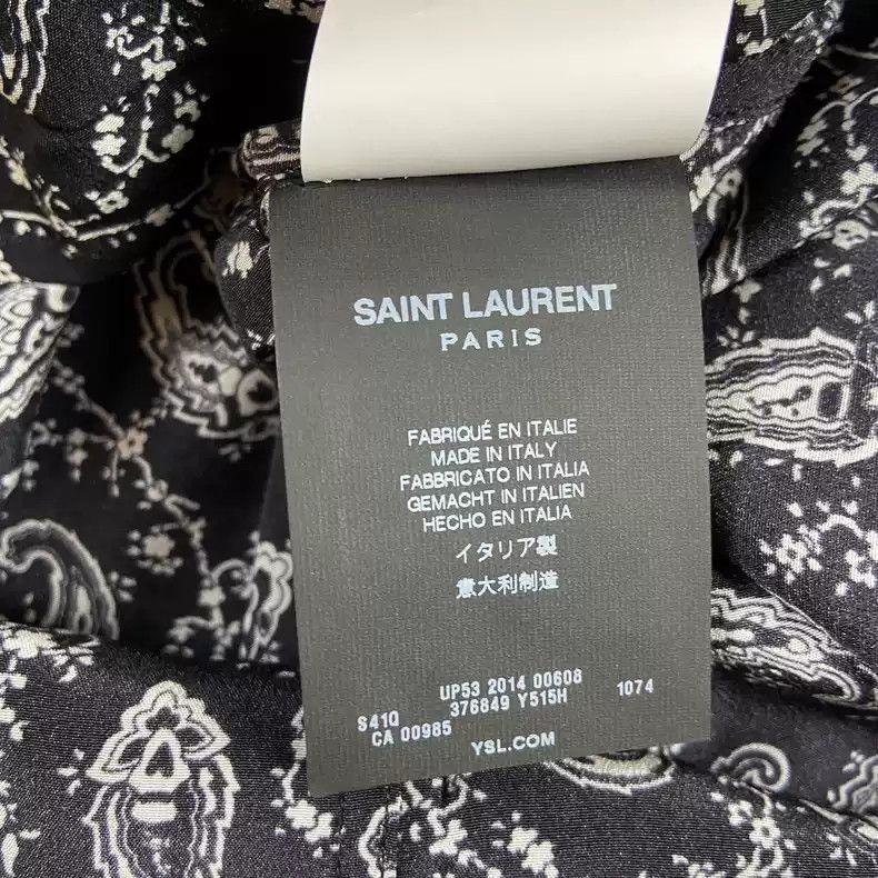 Saint Laurent Paris Saint Laurent slp15ss mulberry silk cashew flower shirt Size US L / EU 52-54 / 3 - 4 Thumbnail