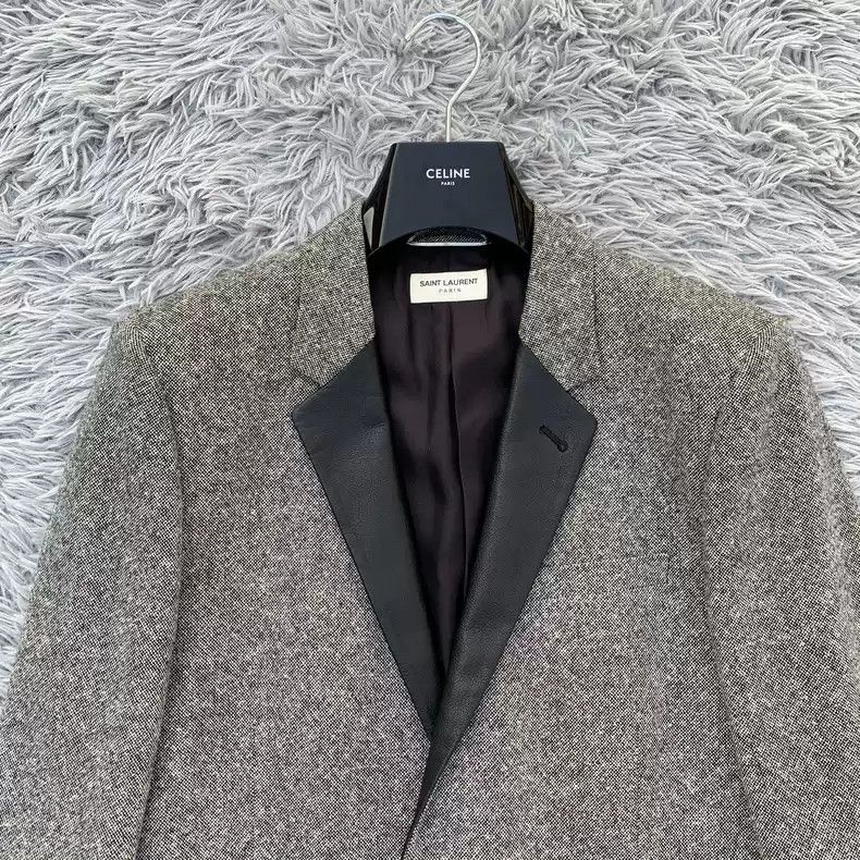 Saint Laurent Paris Saint Laurent 13fw first year black and gray snowflake wool leather suit Size US XL / EU 56 / 4 - 2 Thumbnail