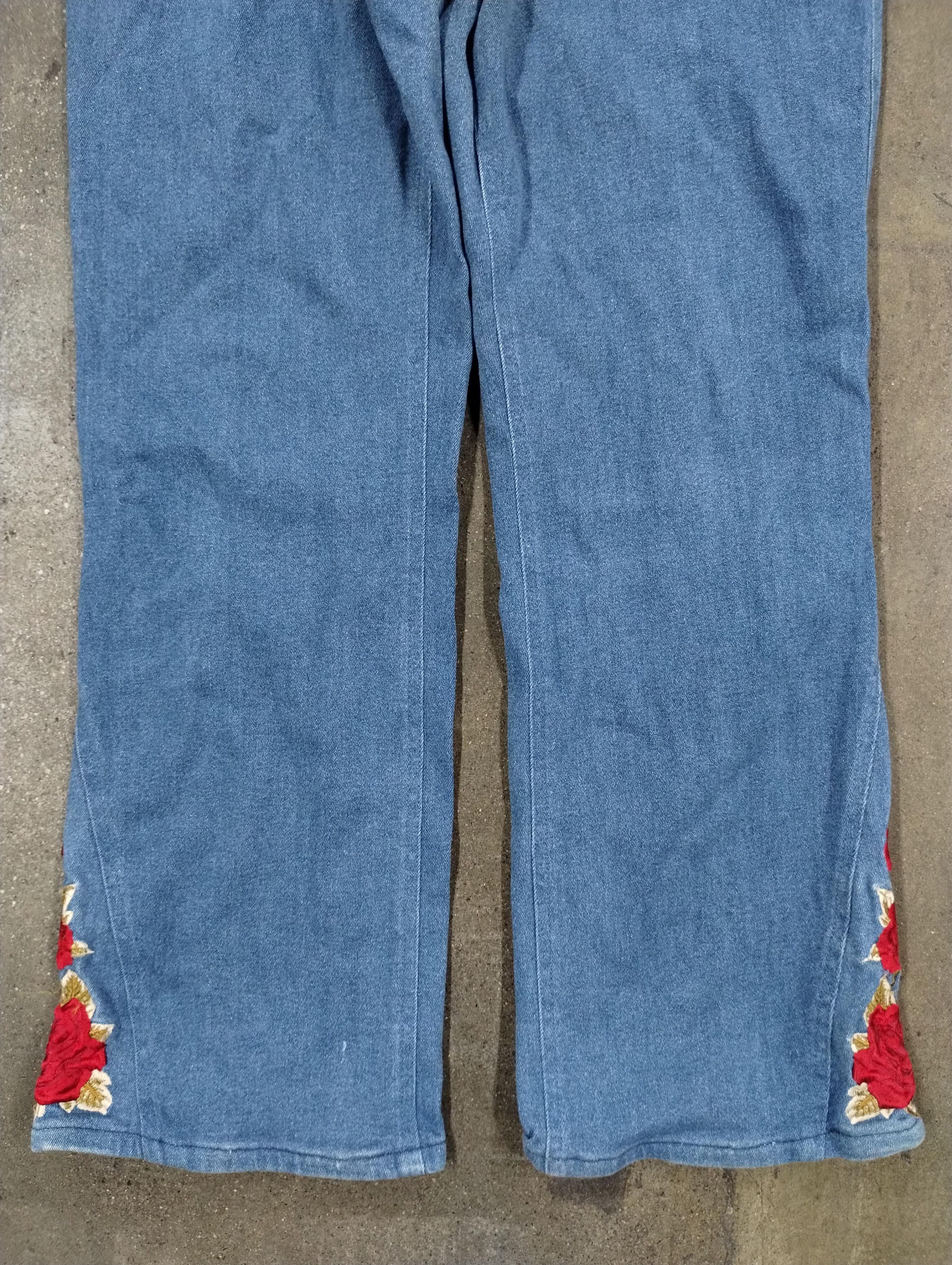 Vintage Vintage Dianes Rose Embroidered Denim Pants Size US 29 - 2 Thumbnail