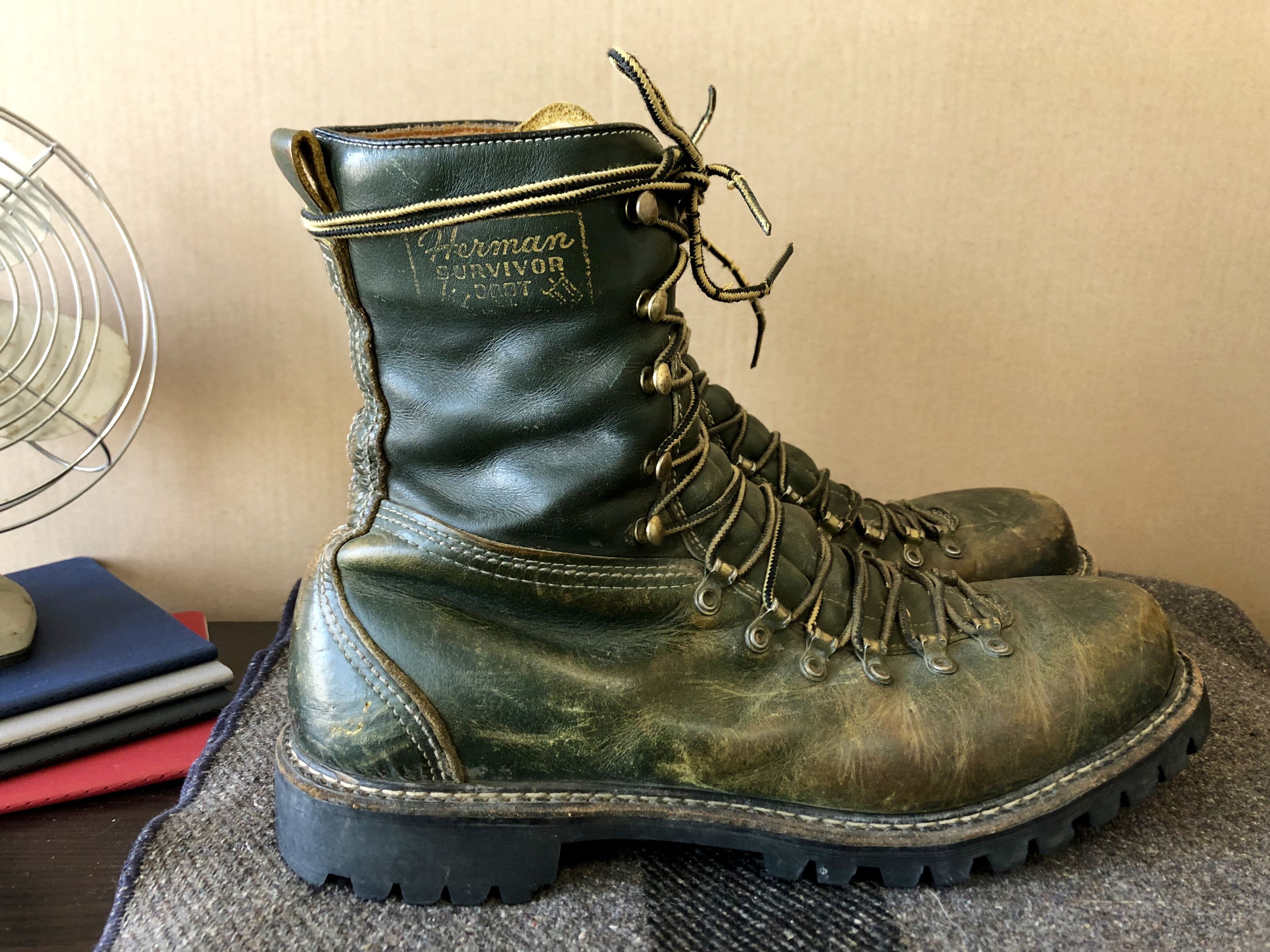 Vintage Herman 19171 Survivor Mans Dark Green Leather Combat Boot Size 11N Amazing! Vintage Herman Survivor Boots Mens Size 10  main image 4