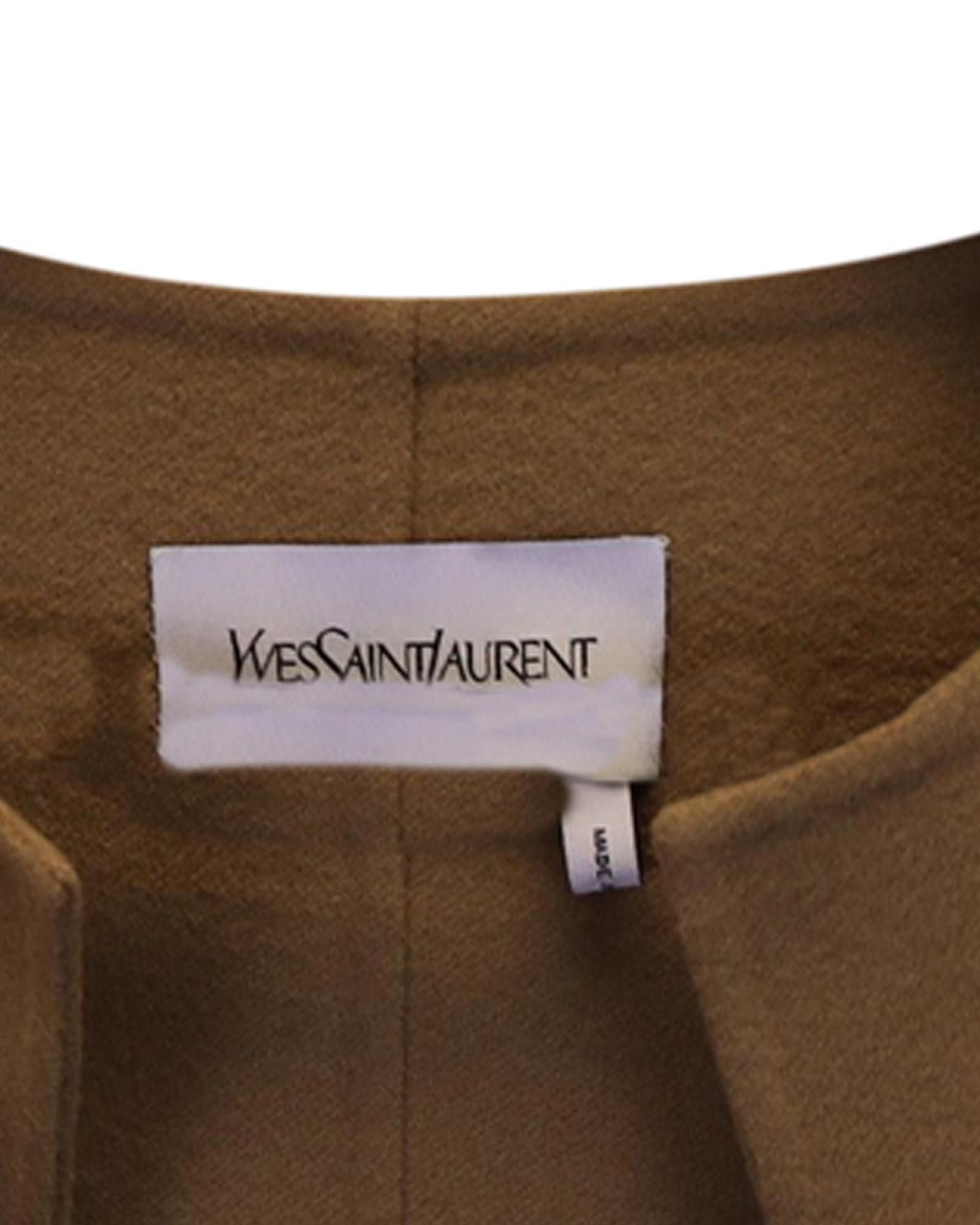 Yves Saint Laurent Luxurious Brown Cashmere Cropped Jacket by Saint Laurent Size S / US 4 / IT 40 - 3 Preview