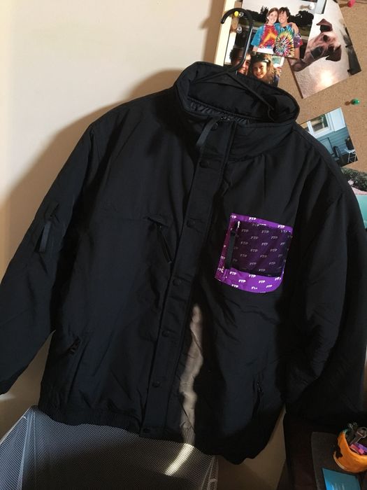 Fuck The Population FTP Mesh Pocket Puffer Jacket Sz L Black