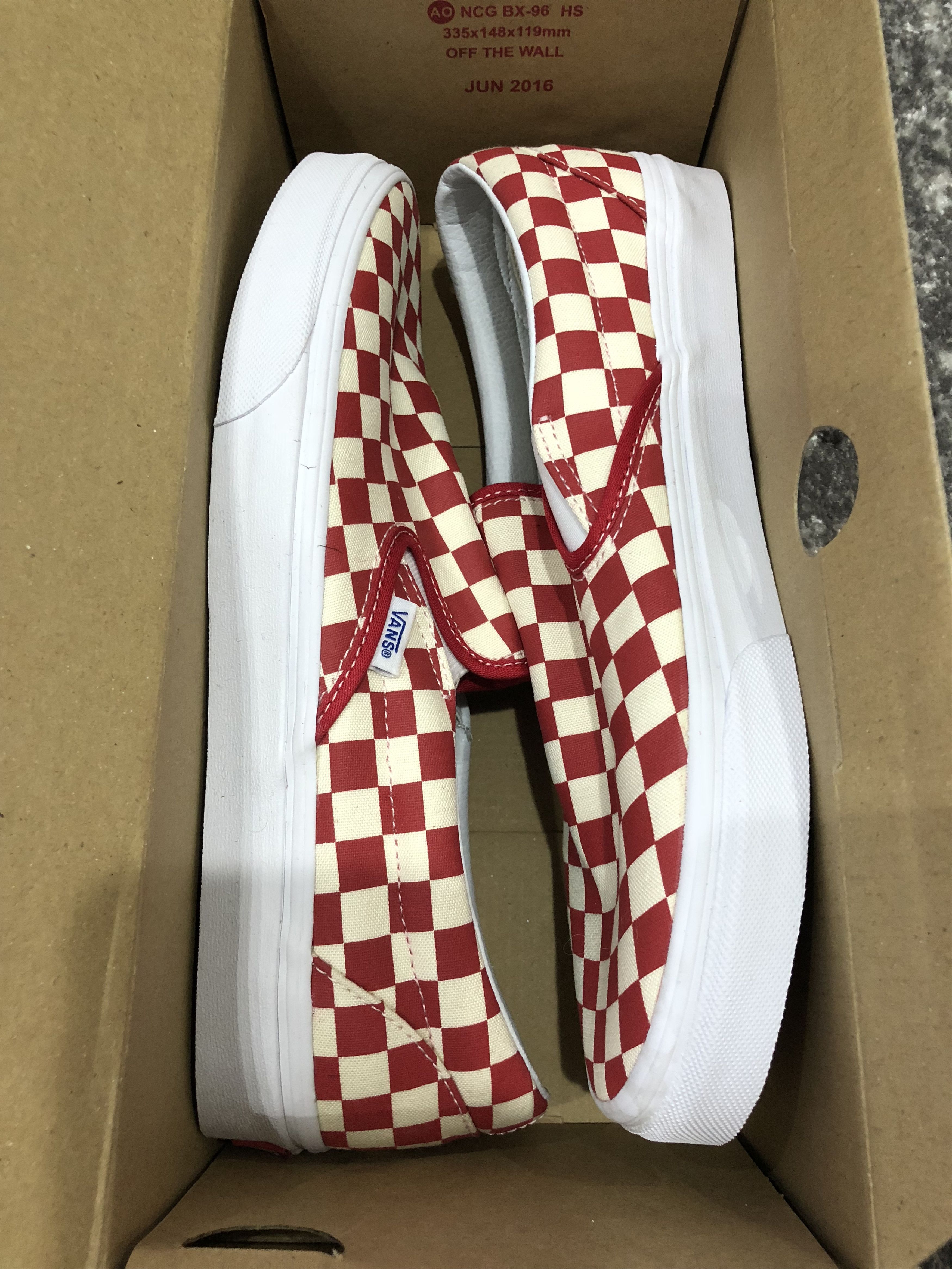 Vans Red Checkerboard Slip Ons Size US 10.5 / EU 43-44 - 3 Preview