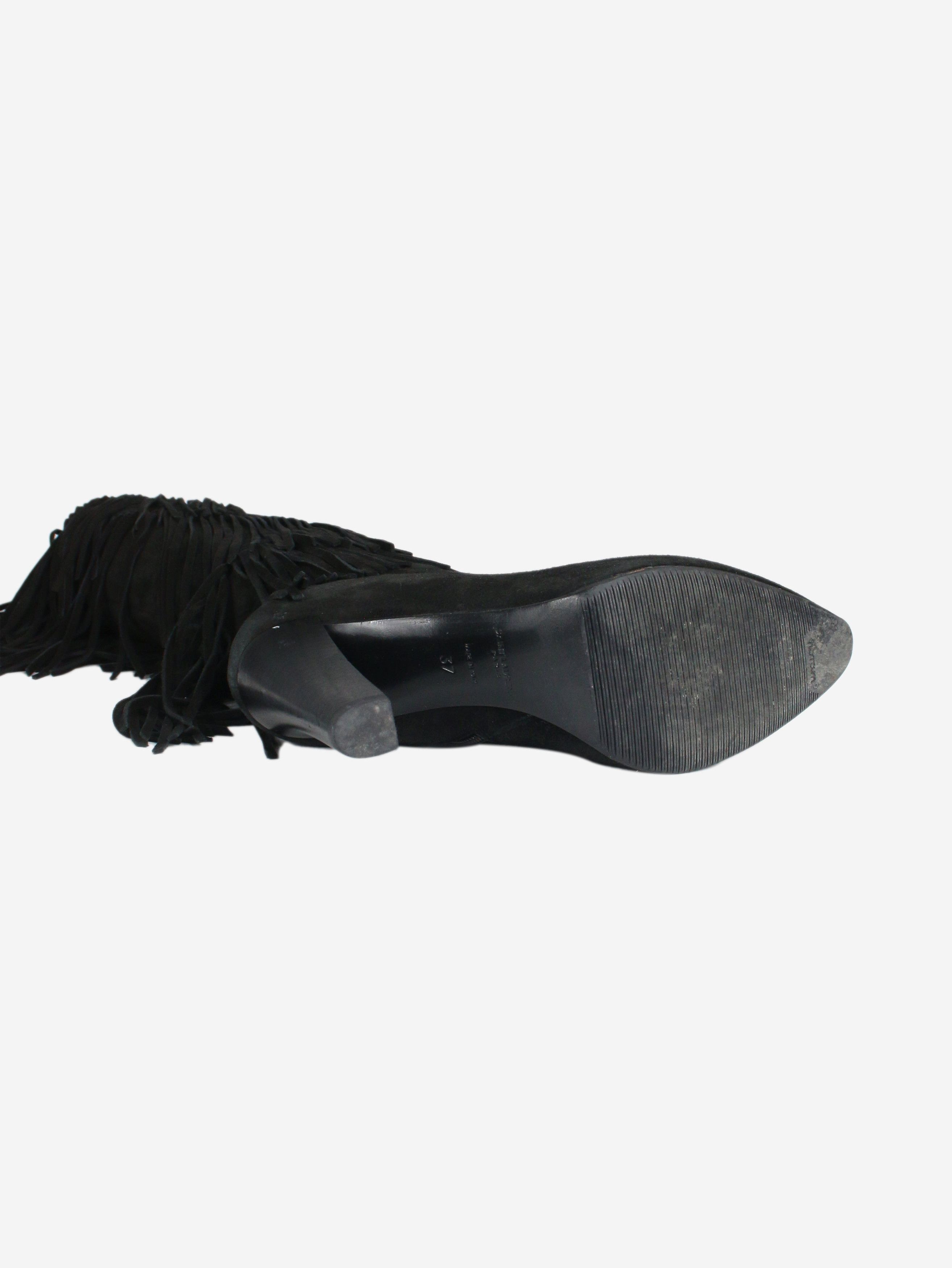 Saint Laurent Paris Black suede fringed boots - size EU 37 | Grailed