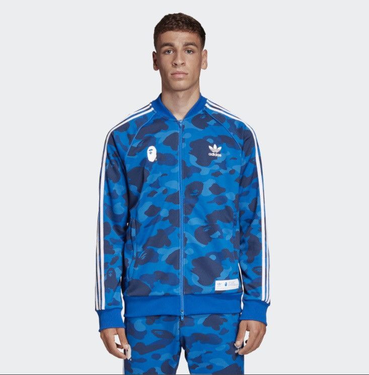 Adidas Bape Adidas X Bape Tracksuit Top Blue Grailed