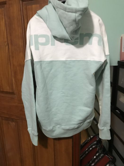 Supreme blocked clearance hoodie ice blue