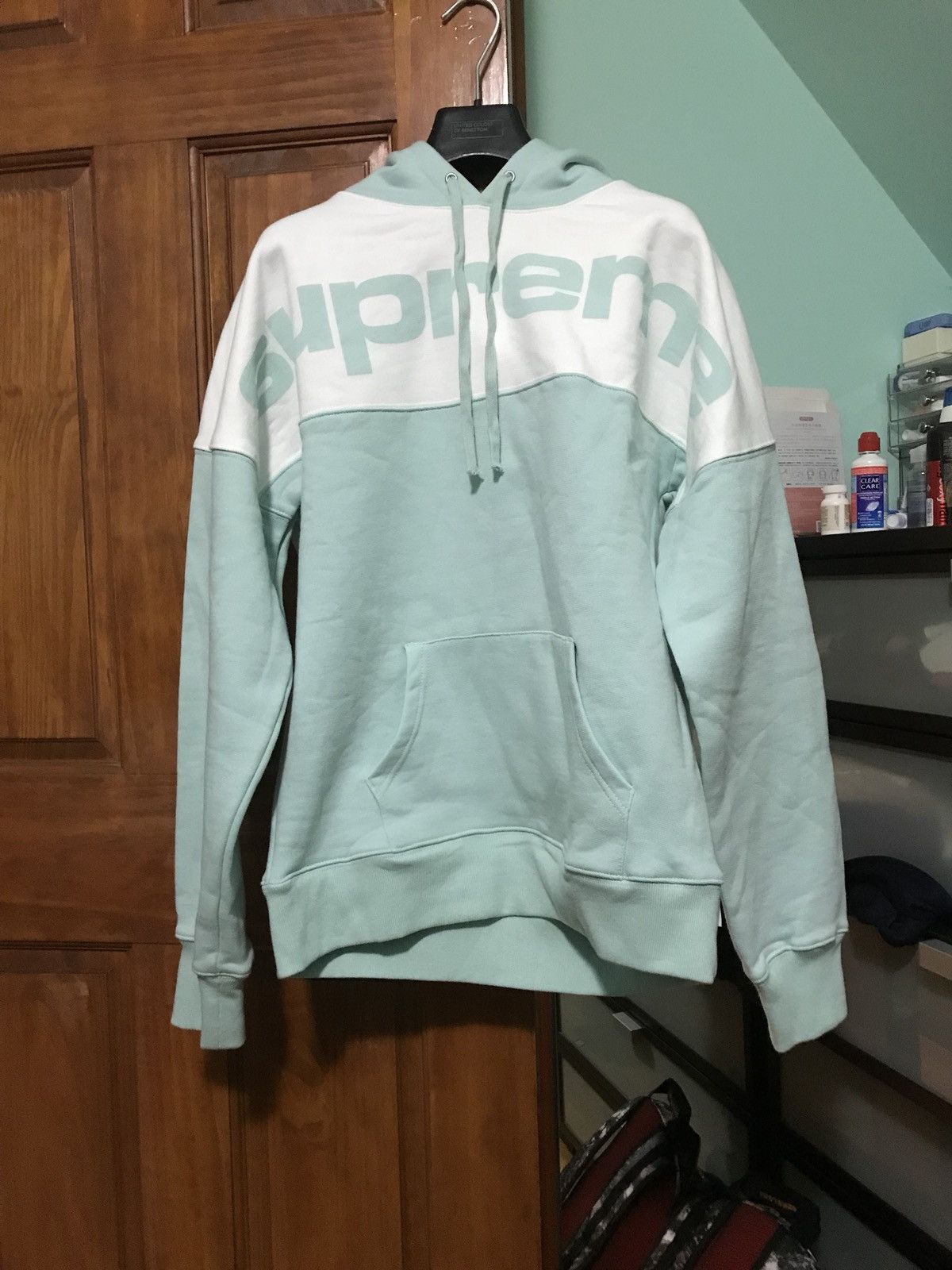 Supreme Supreme Blocked Hoodie Ice Blue Grailed