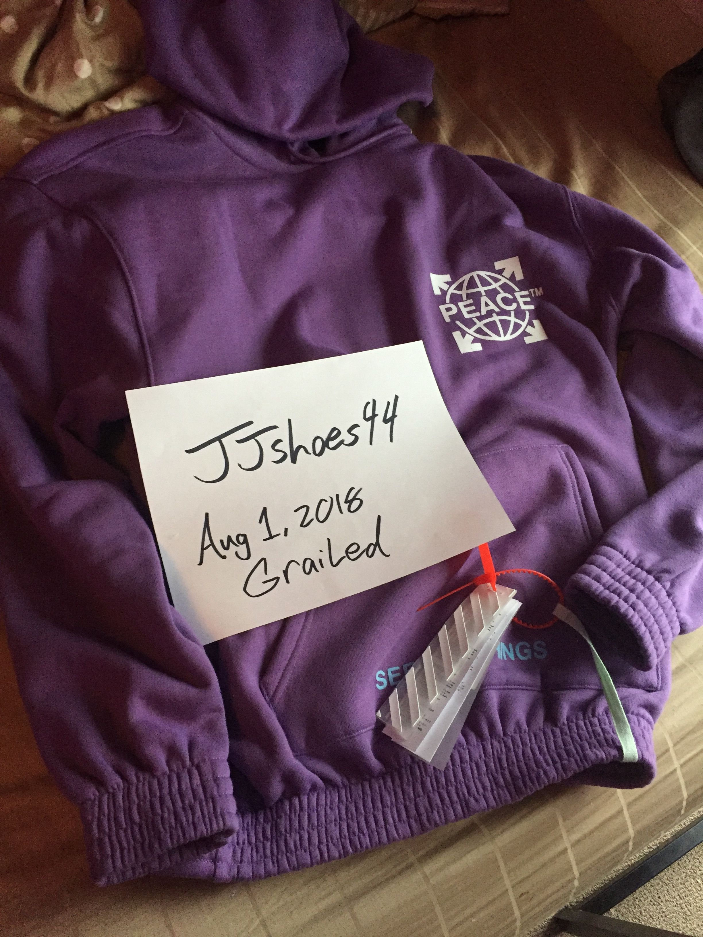 Off White Off white Purple peace hoodie Grailed