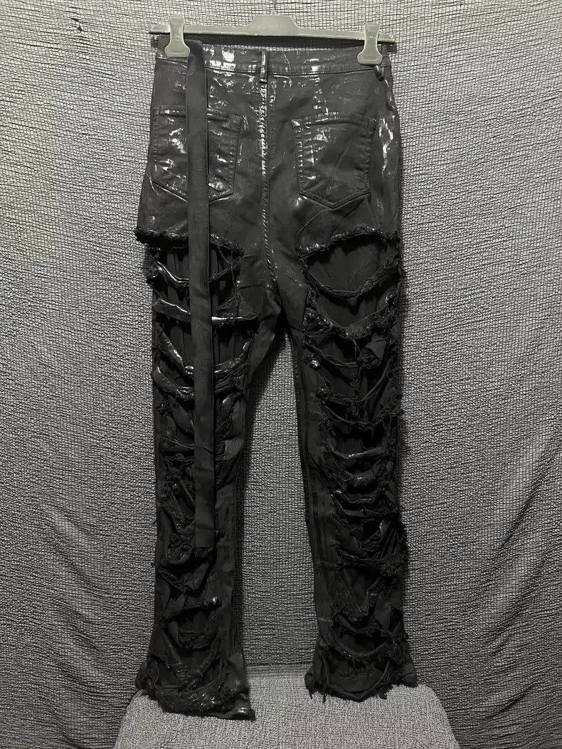 Rick Owens Rick Owens geth cut 23ss erosion-damaged coated double-layer jeans Size US 30 / EU 46 - 4 Thumbnail