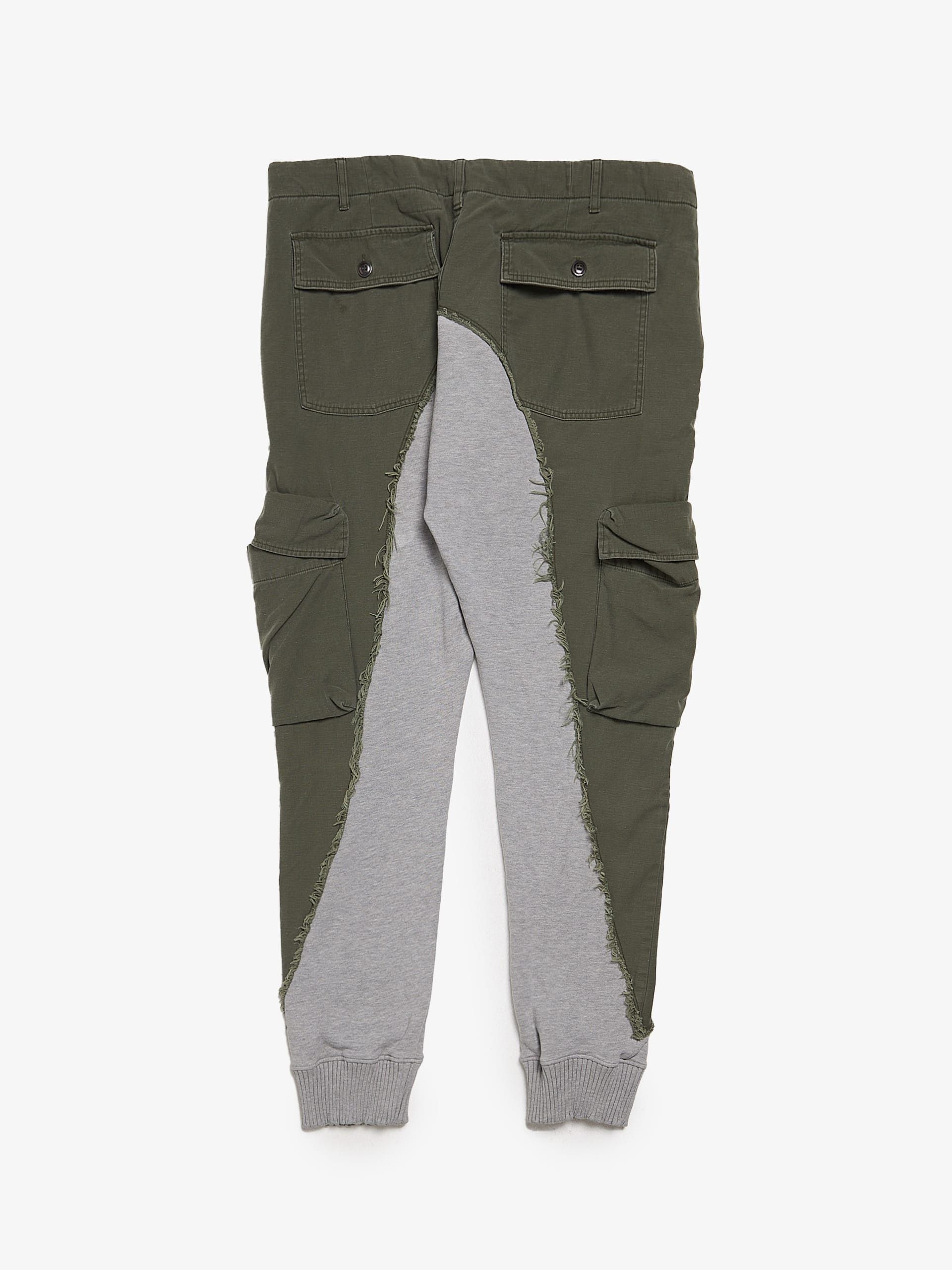 Greg Lauren Khaki And Gray Double Side Detailed Cotton Sweatpants Size US 37 - 2 Thumbnail