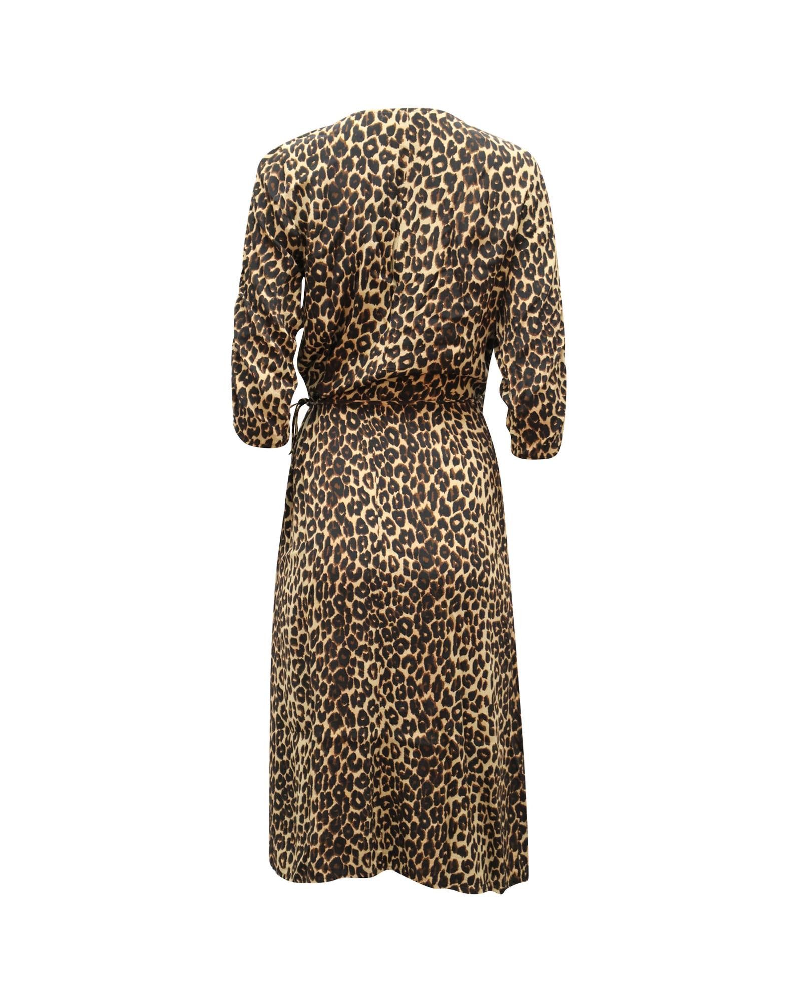 Faithfull The Brand Leopard Print Midi Dress in Multicolor Rayon by ...