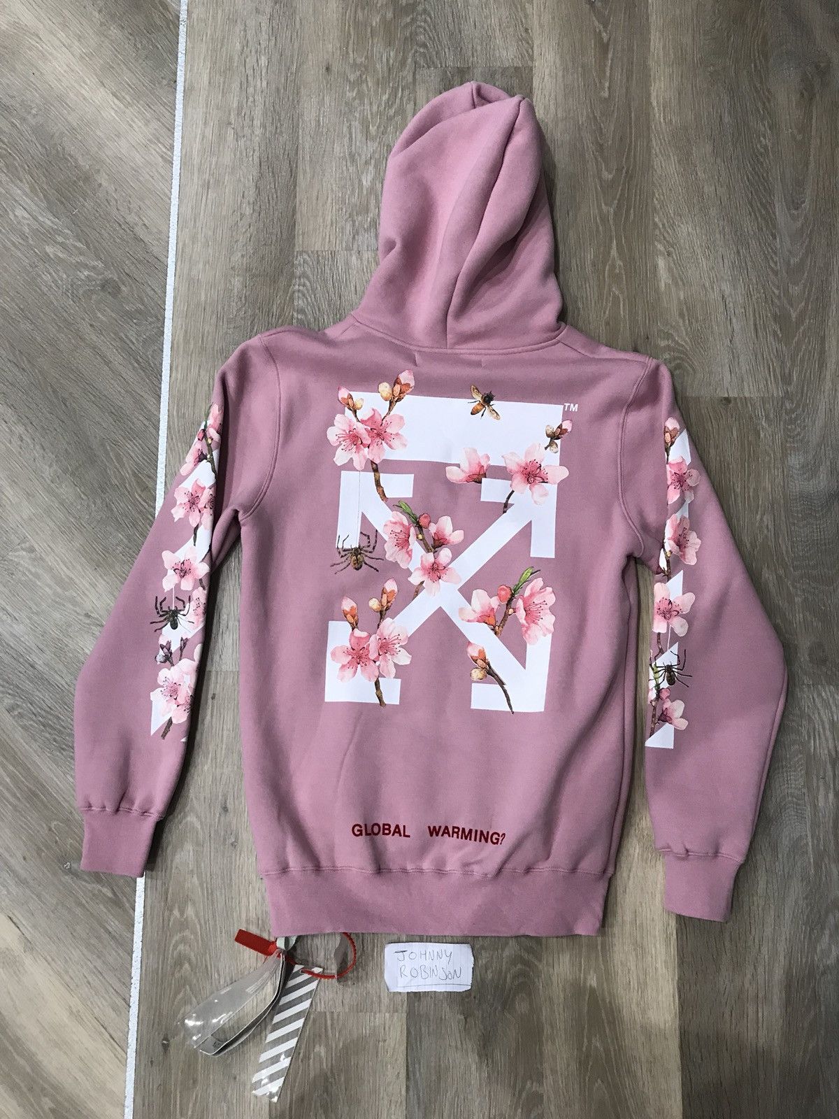 Off white pink cherry blossom hoodie sale