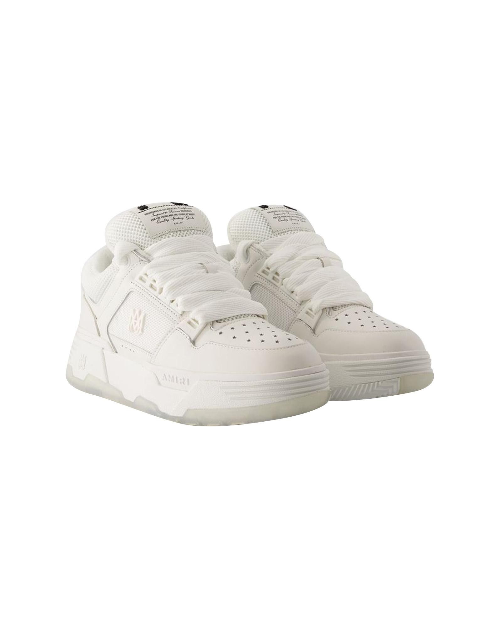 Amiri Smooth Leather Round Toe Lace-Up Sneakers with Rubber Sole | Grailed