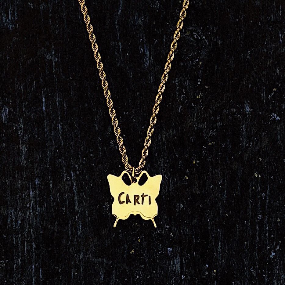 Jewelry Gold Playboi Carti Butterfly Engraved Custom Pendant Necklace 20 22 Rope Chain FREE WORLDWIDE SHIPPING Grailed
