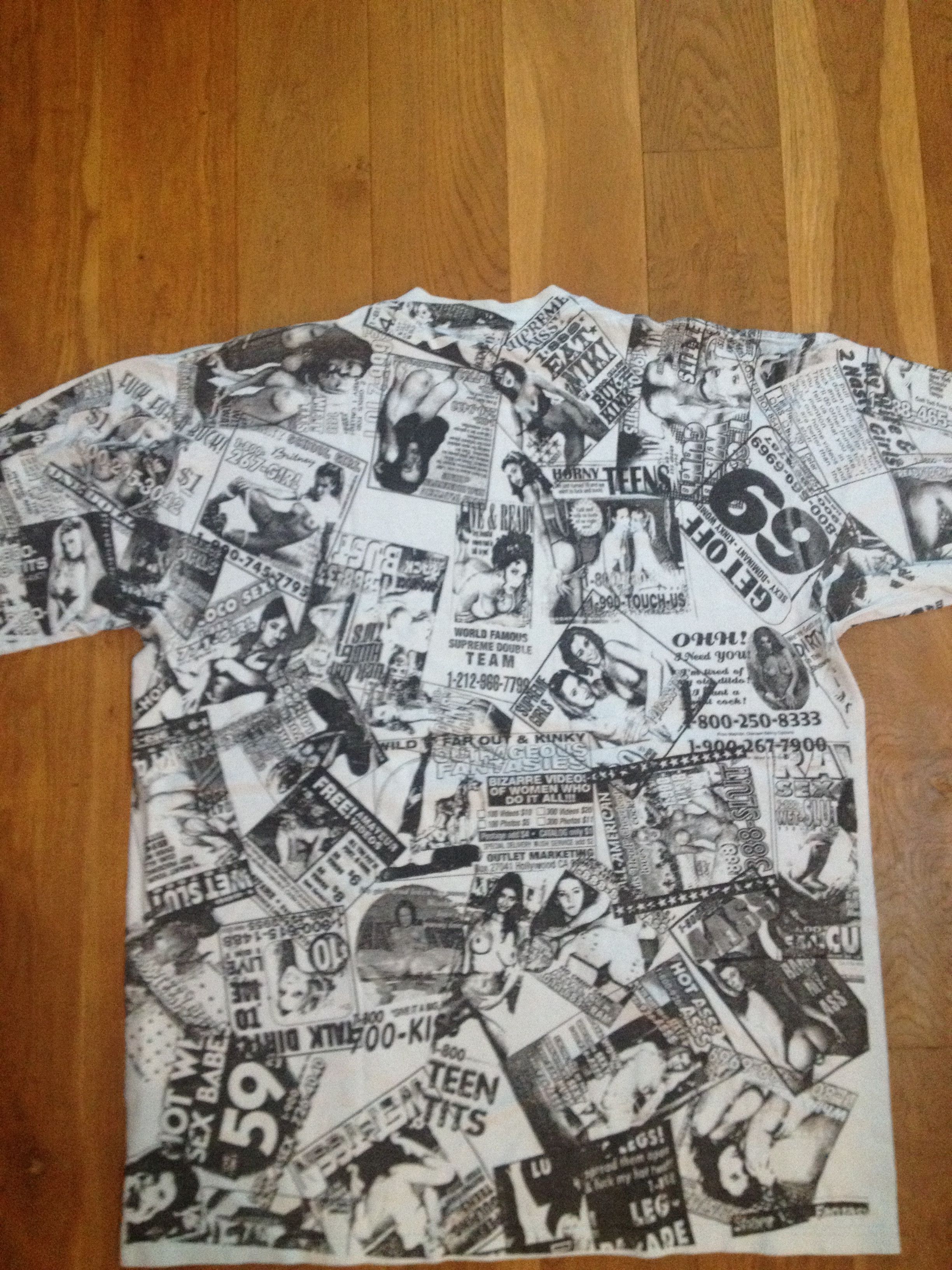 Supreme Very Rare 2001 Supreme Porn tee featuring old school porn ads |  Grailed