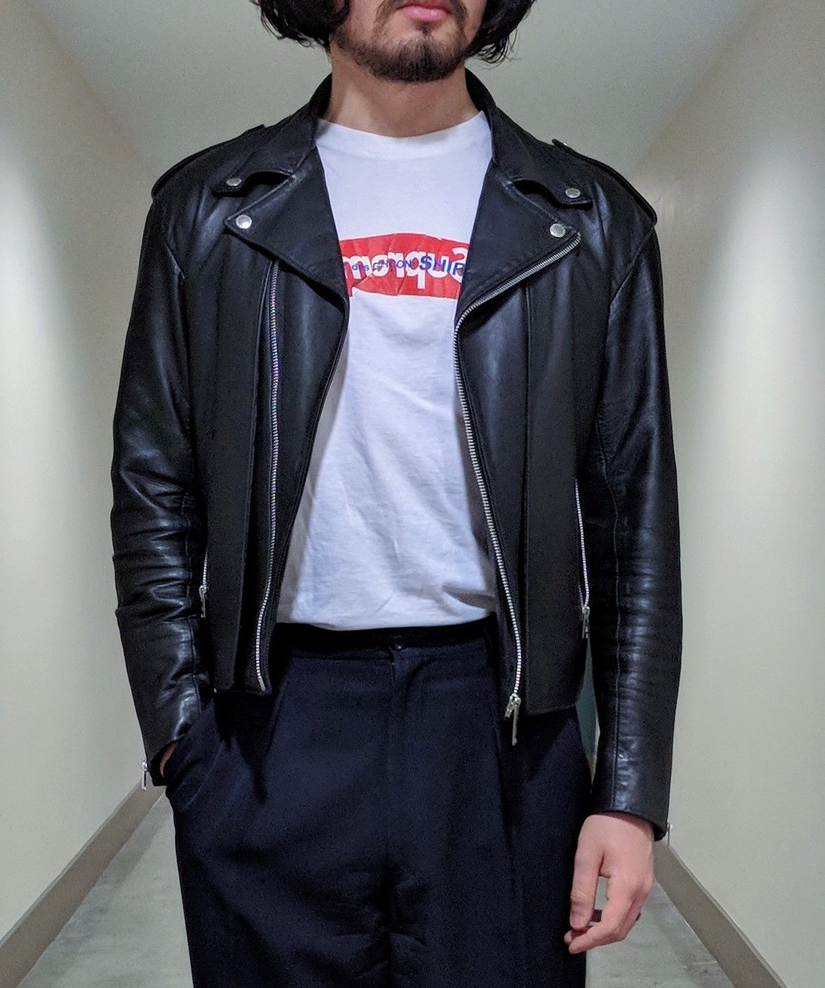 image of John Lawrence Sullivan Lambskin Double Layered Double Rider in Black, Men's (Size Large)