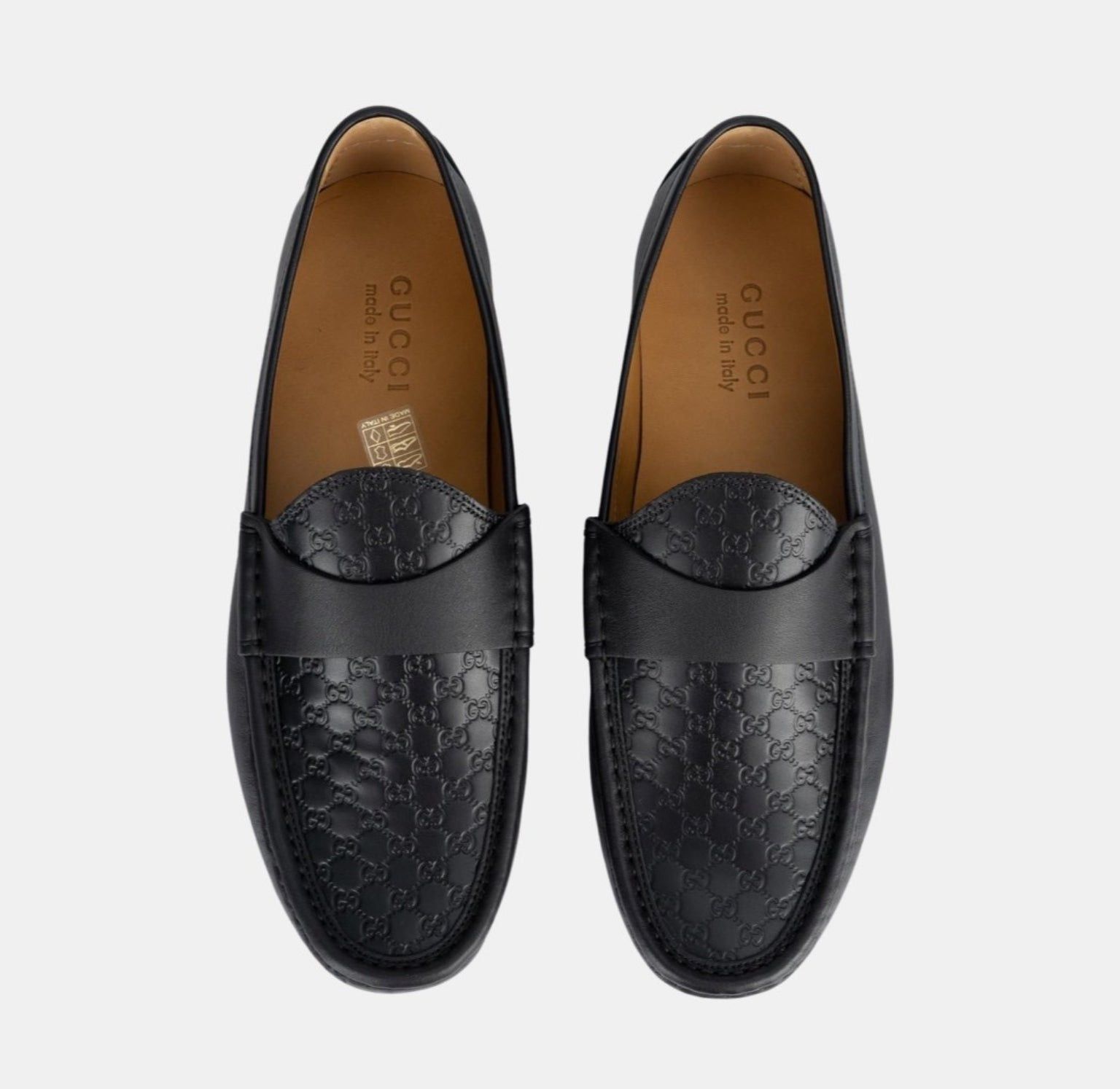 Gucci Micro GG Leather Men Loafers In Black SIZE 6