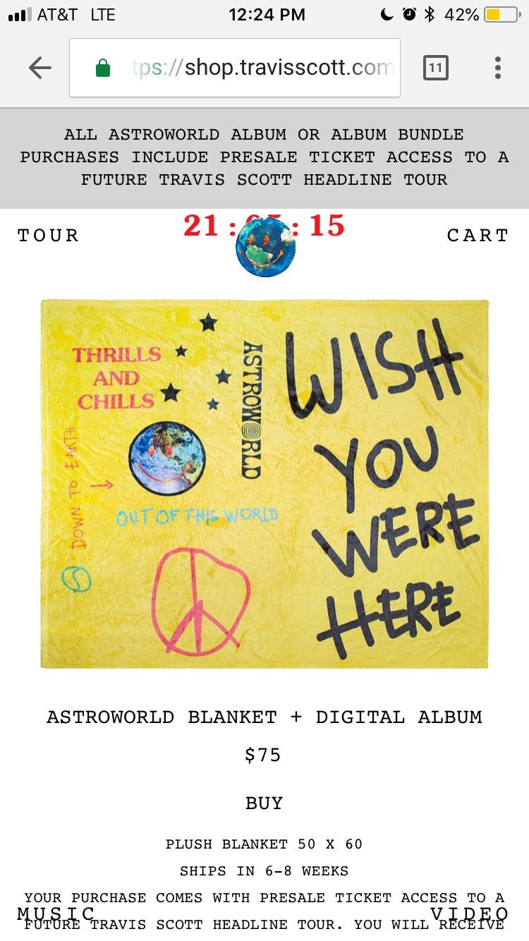 Travis Scott ASTROWORLD BLANKET Travis Scott Merch Drop 6