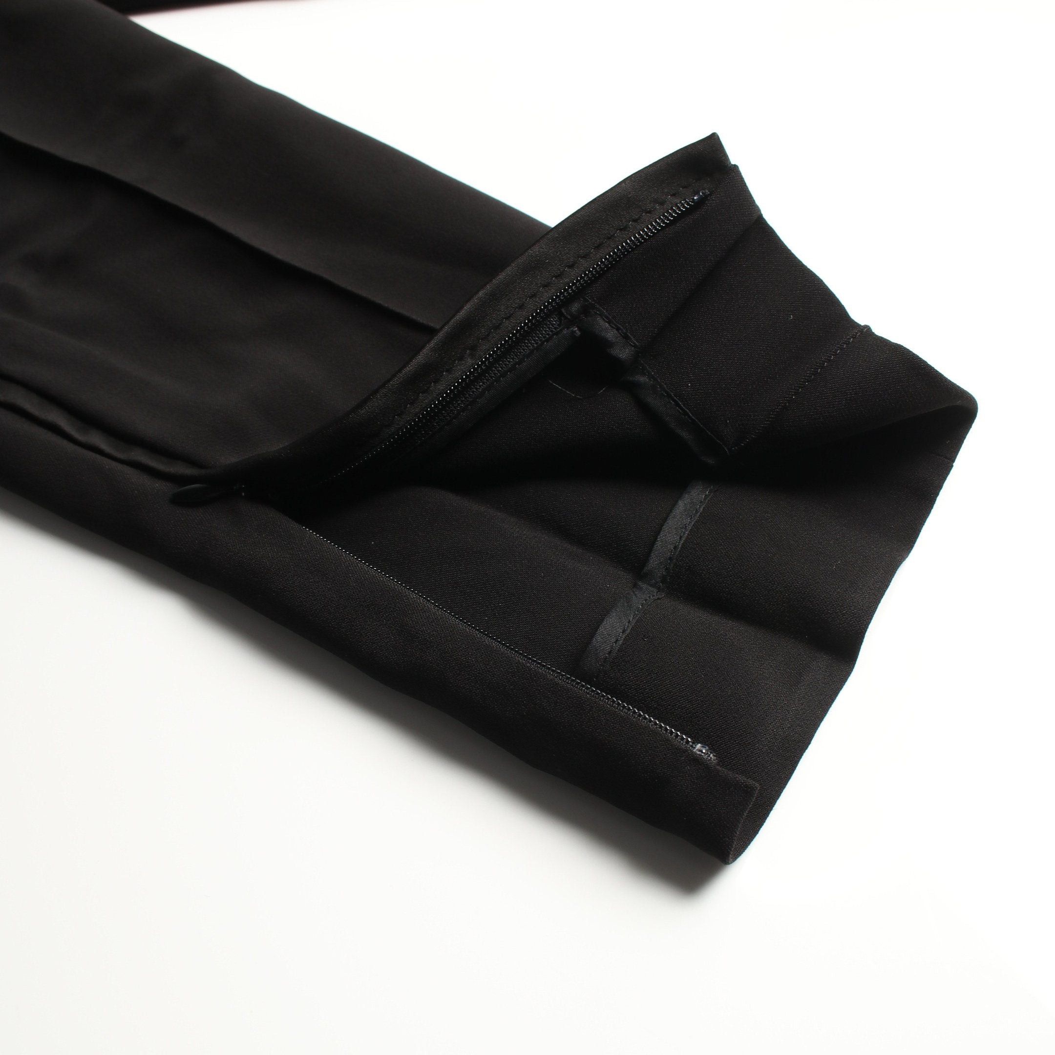 Slacks Trousers Rayon Black Side Zip Phoebe Period