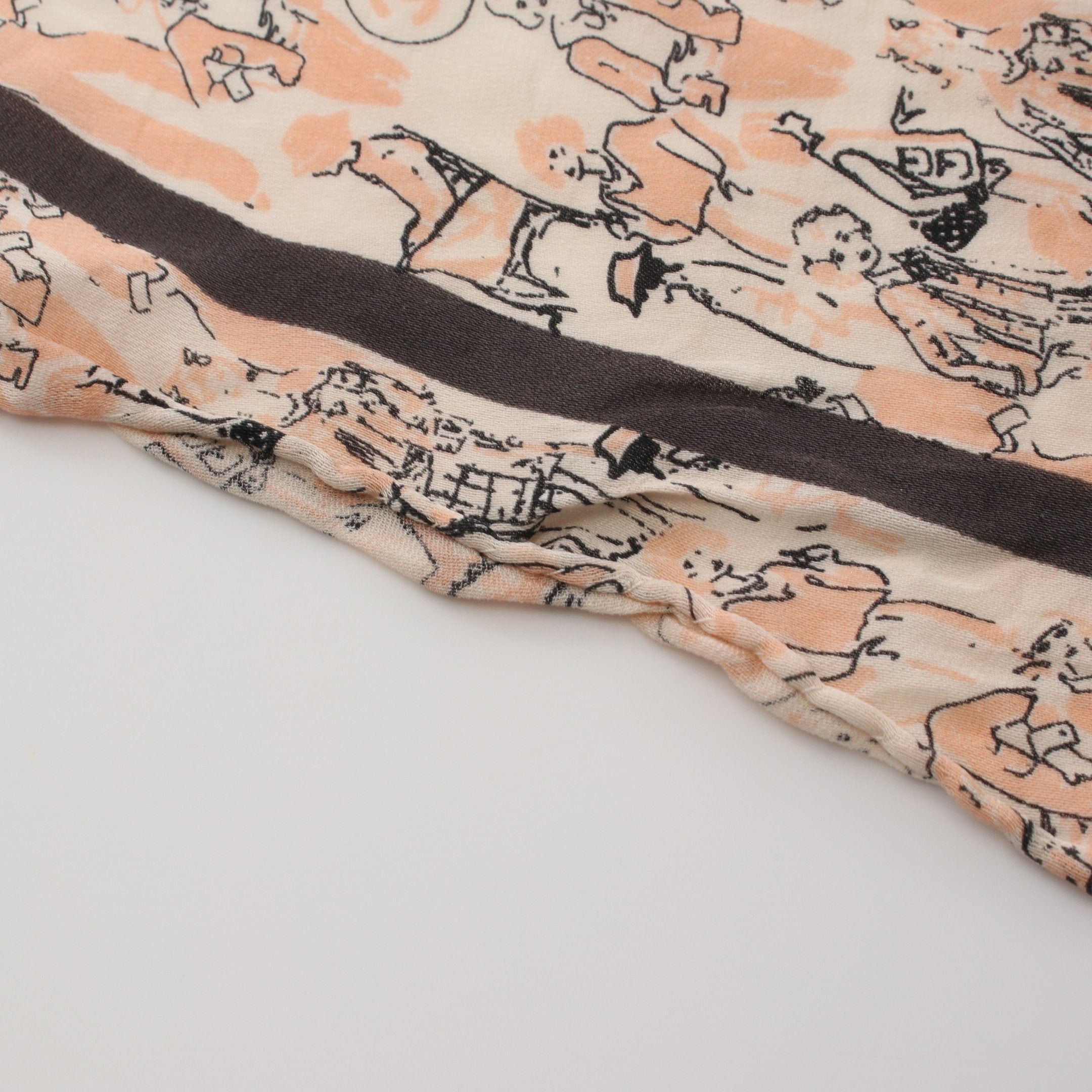 Chanel Coco Mark Scarf Silk Ivory Light Pink Gray