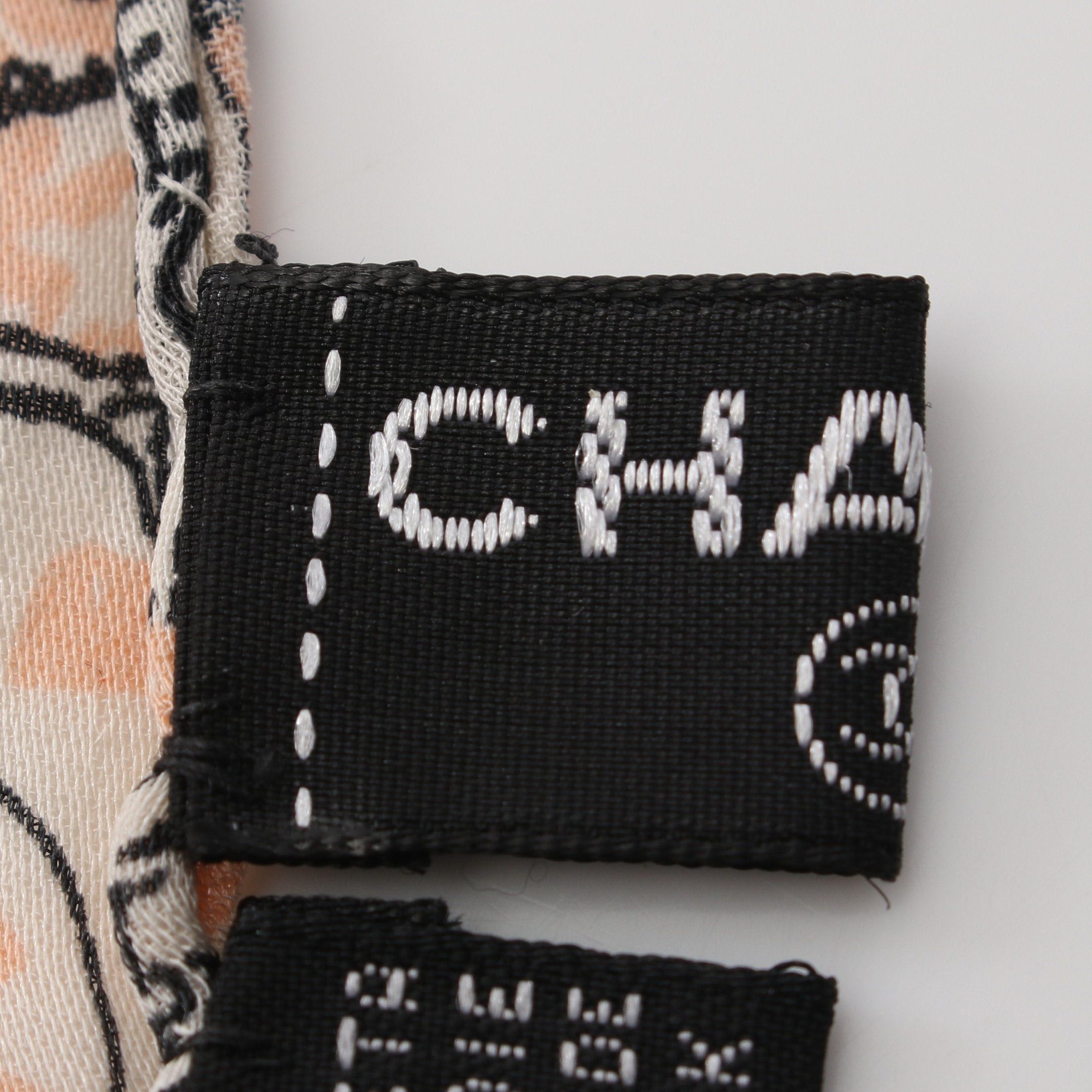 Chanel Coco Mark Scarf Silk Ivory Light Pink Gray