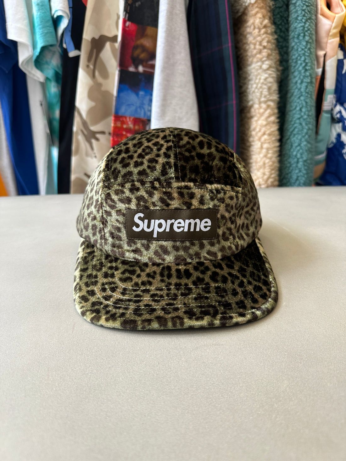 Supreme Supreme Leopard Velvet Box Logo Hat Camp Cap Olive | Grailed