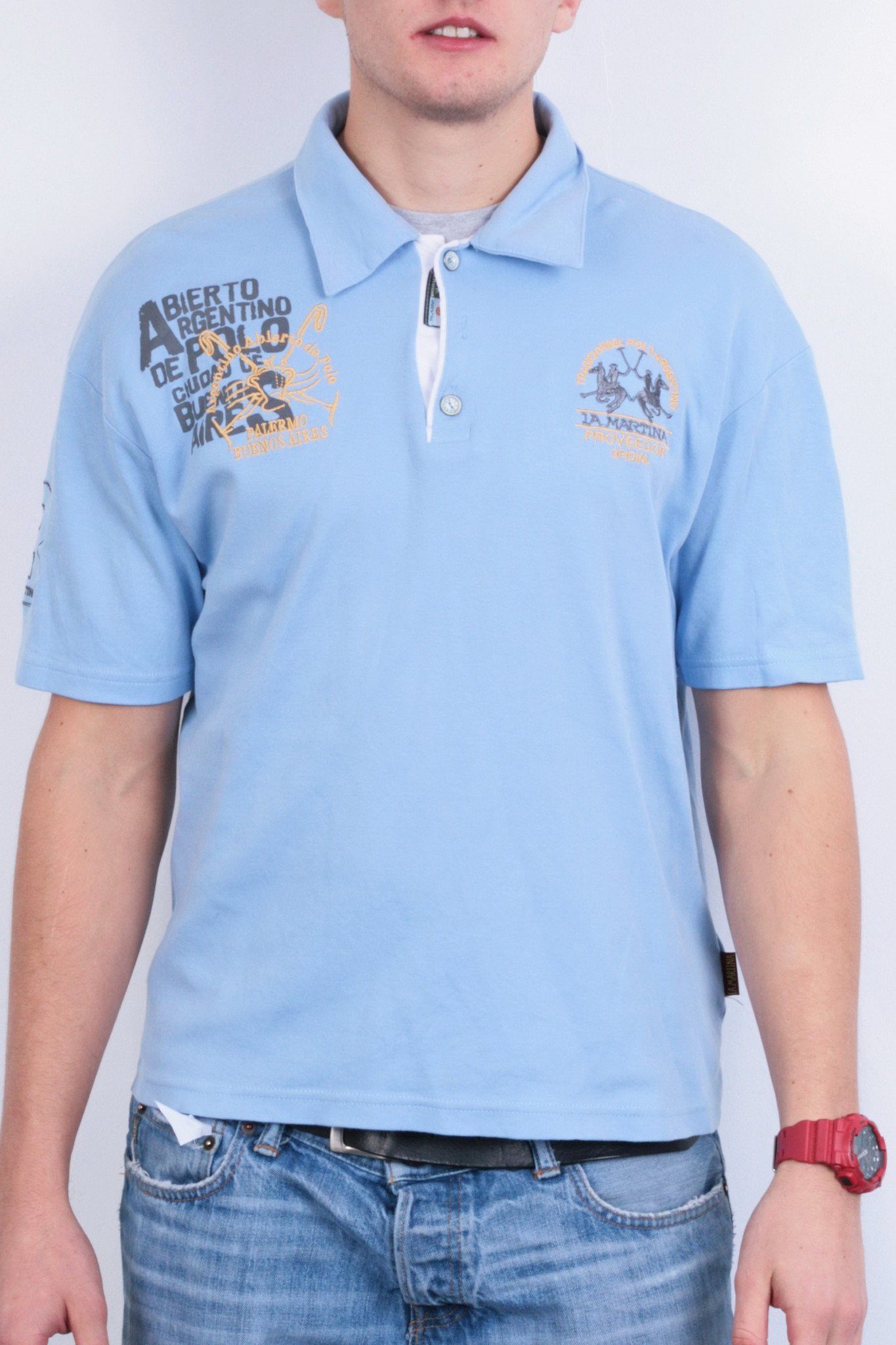 Polo La Martina Regular Fit Windy Para Hombre Azul, Manga Larga