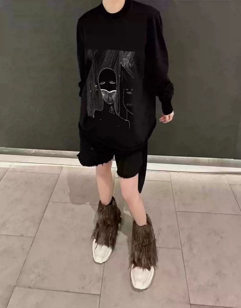 Rick Owens Rick Owens Drkshdw Men's Black Graffiti Sweater Size US L / EU 52-54 / 3 - 5 Thumbnail