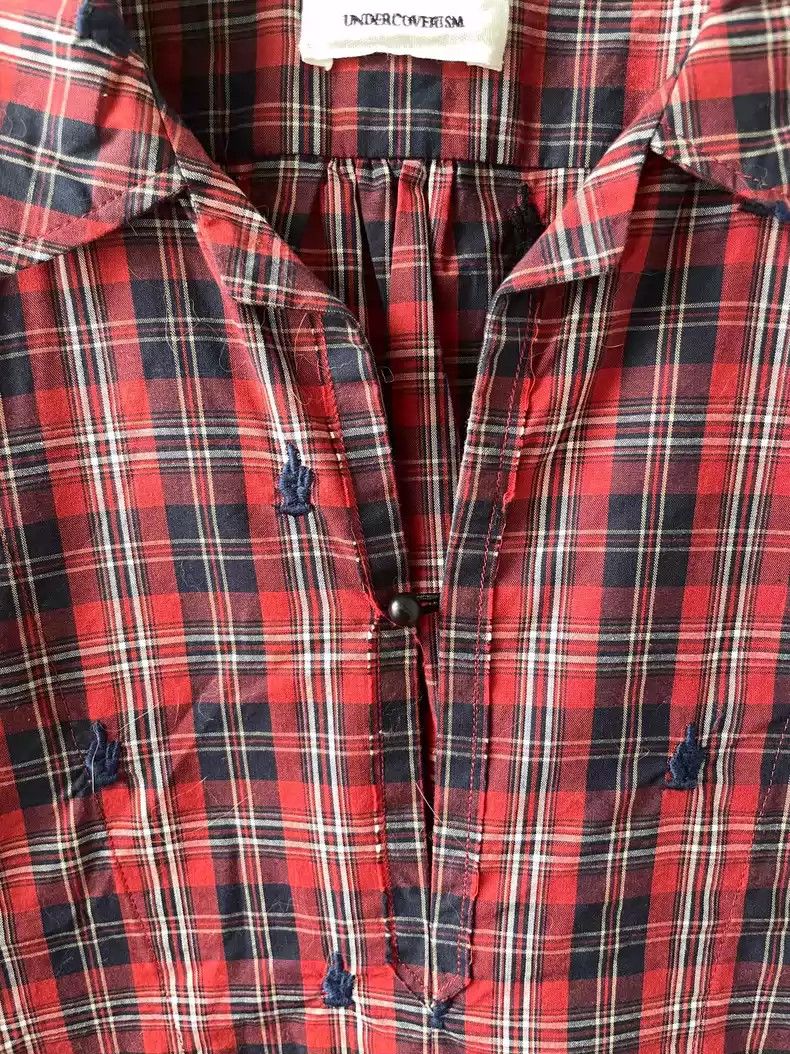 undercover 13ss embroidered pullover plaid shirt