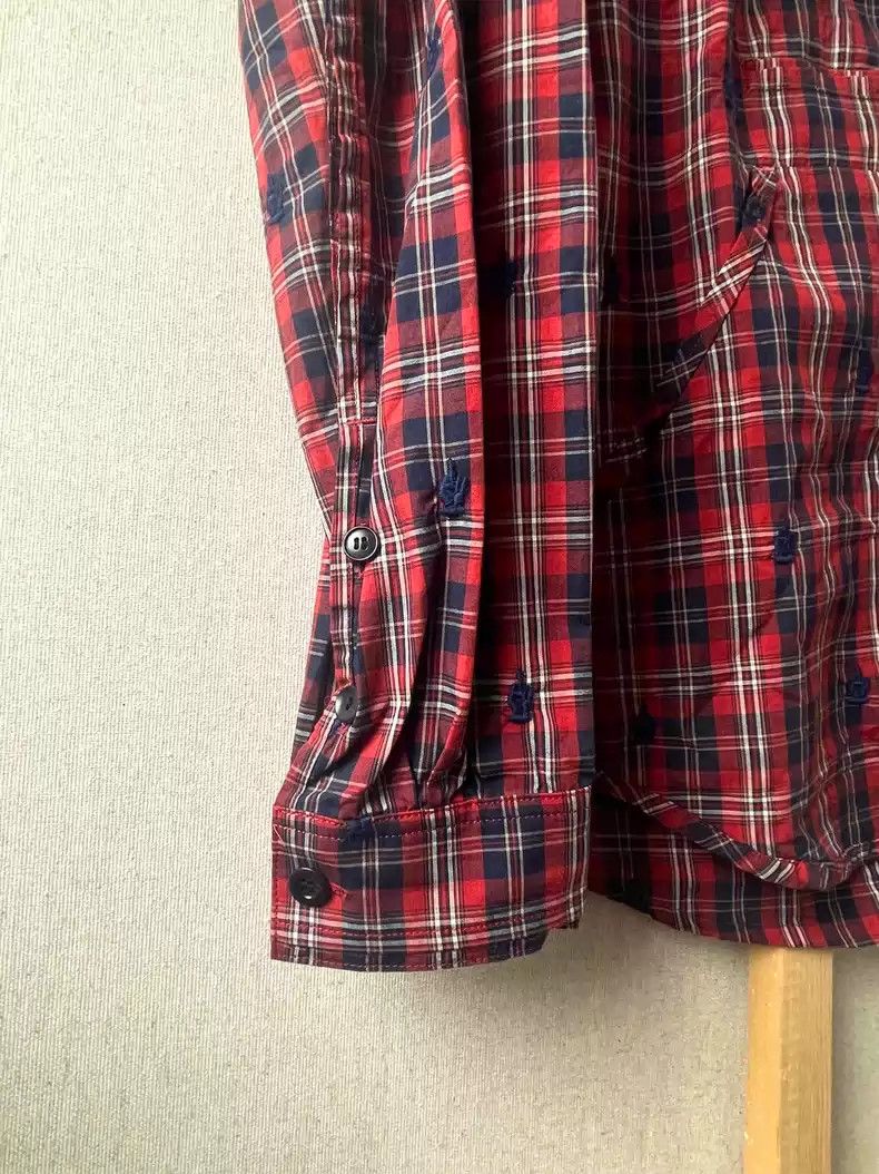 undercover 13ss embroidered pullover plaid shirt