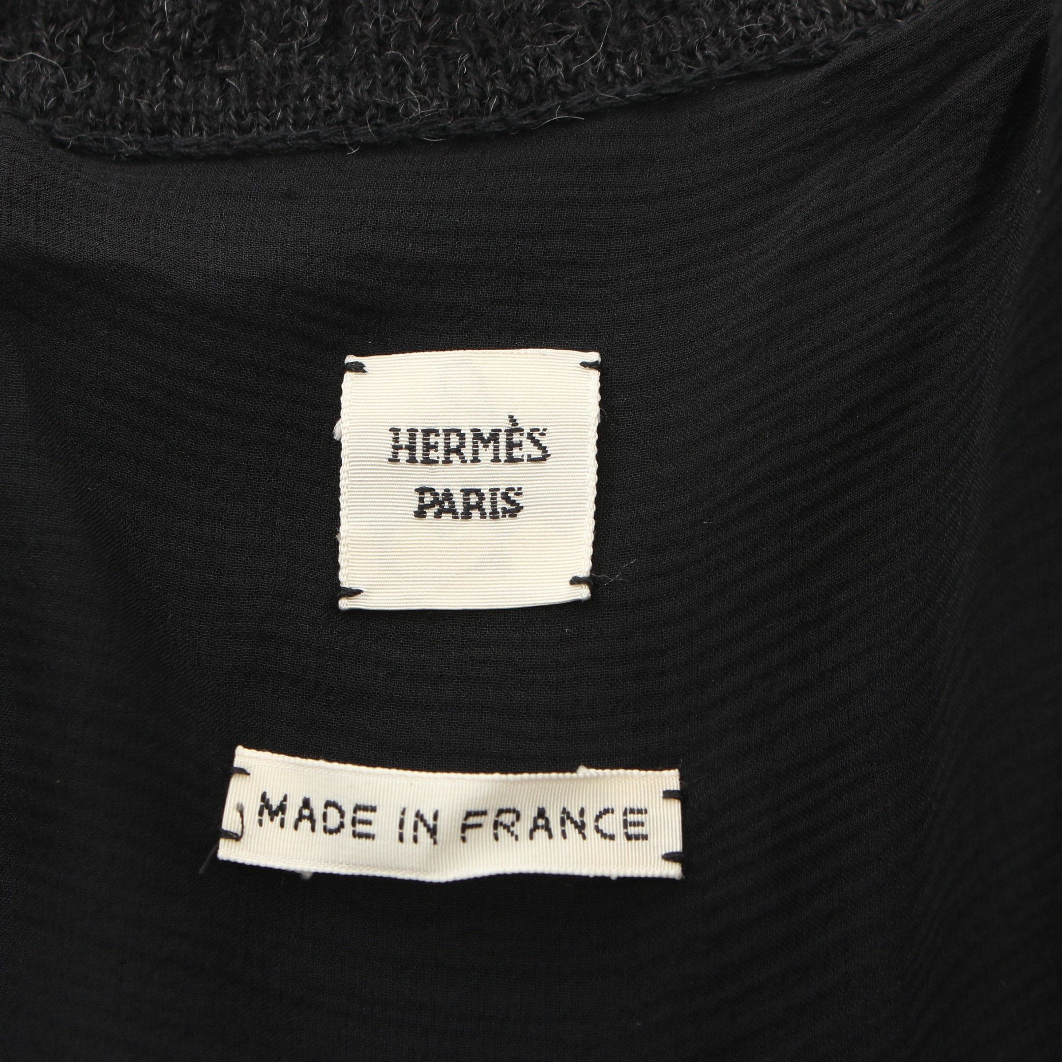 Hermes New Libris Velor Watermark Jacket Cardigan Rayon Silk Alpaca Black