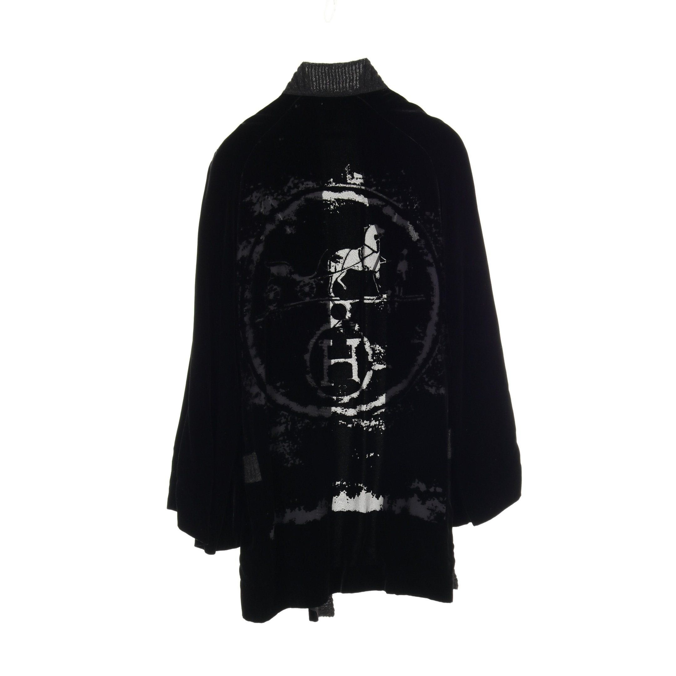 Hermes New Libris Velor Watermark Jacket Cardigan Rayon Silk Alpaca Black