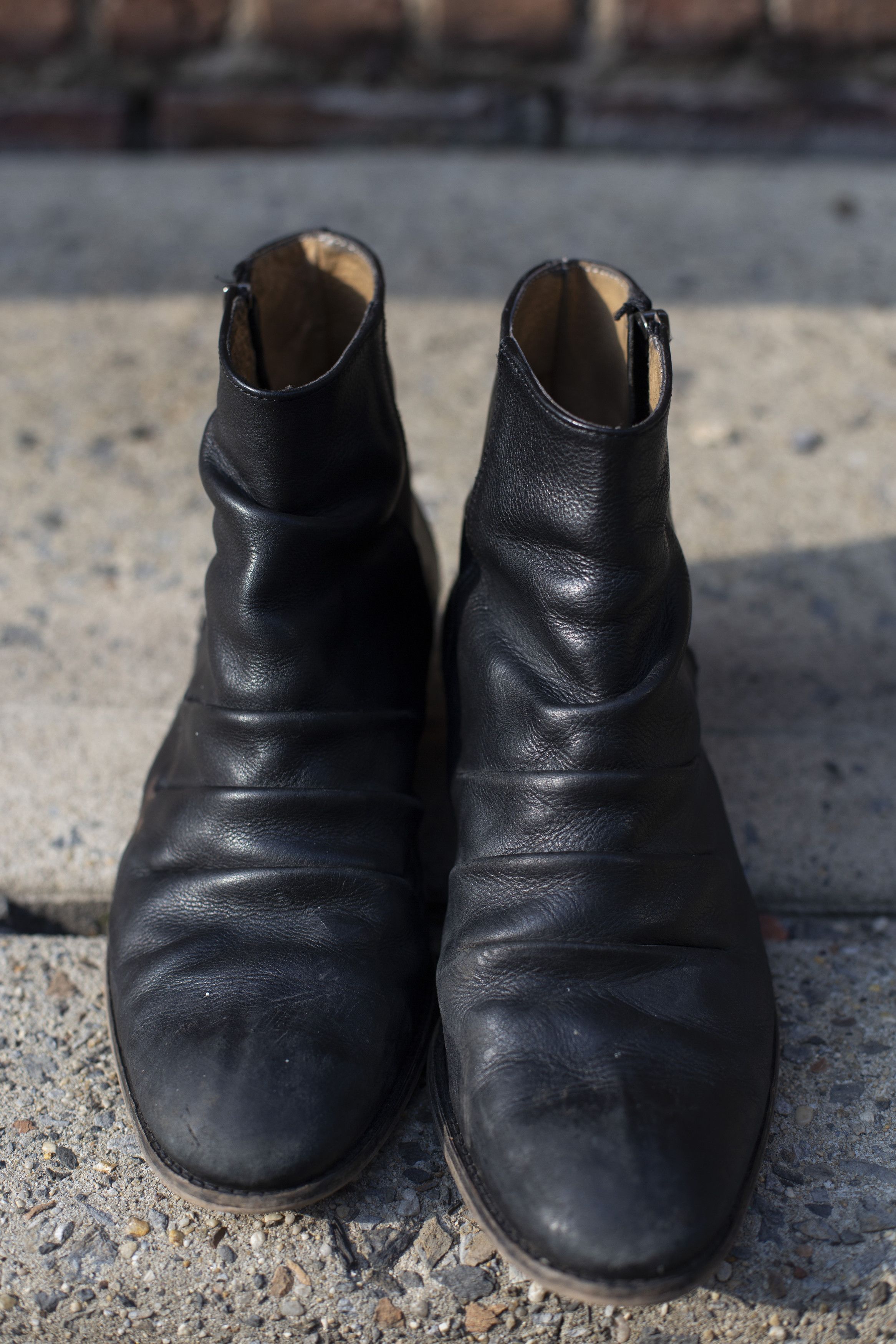 Topman Wrinkle black leather boot ( like guidi) Size US 8 / EU 41 - 2 Thumbnail